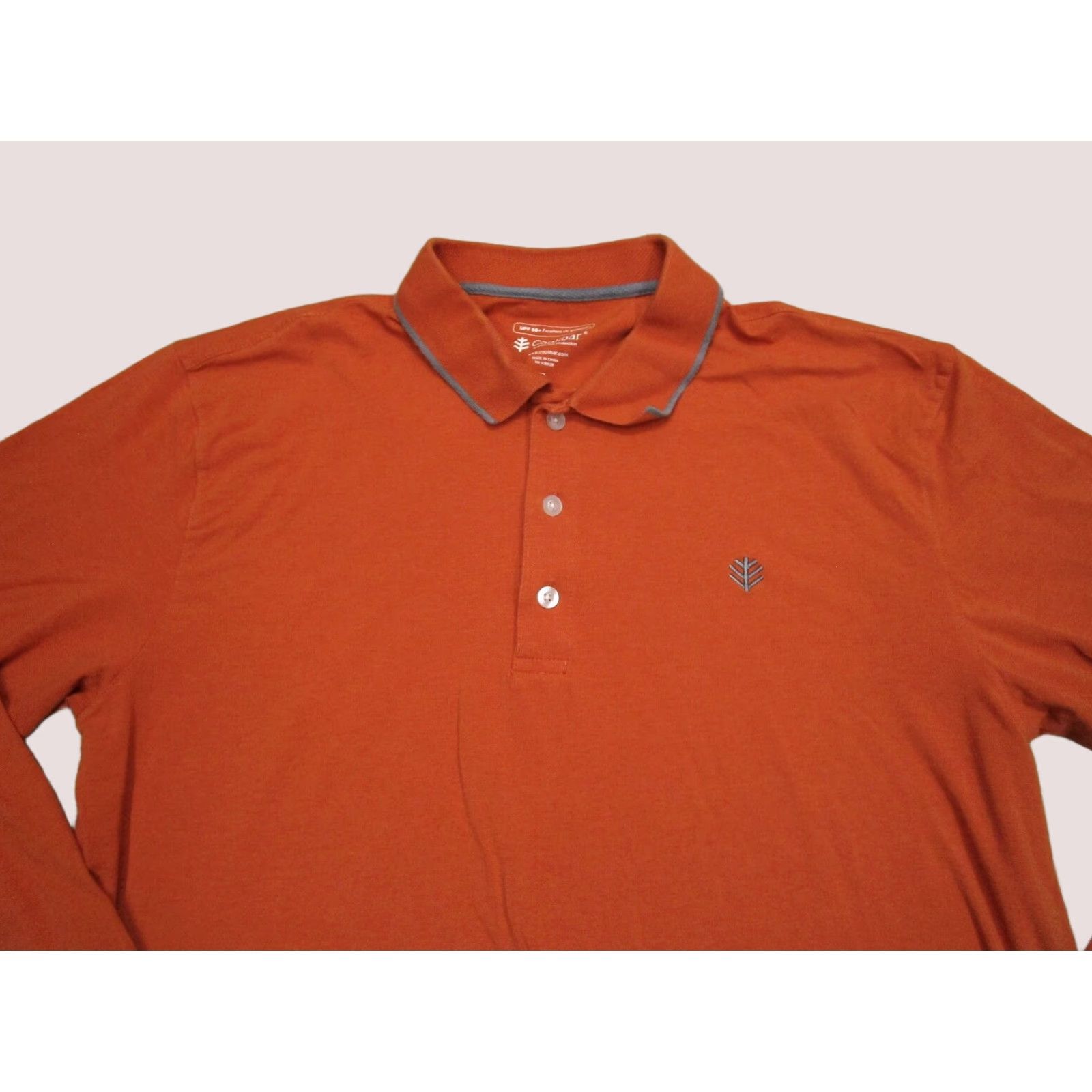 Vintage Coolibar Polo Shirt Men XL Orange Long Sleeve UV Performance Wicking Shirt Size US XL / EU 56 / 4 - 1 Thumbnail