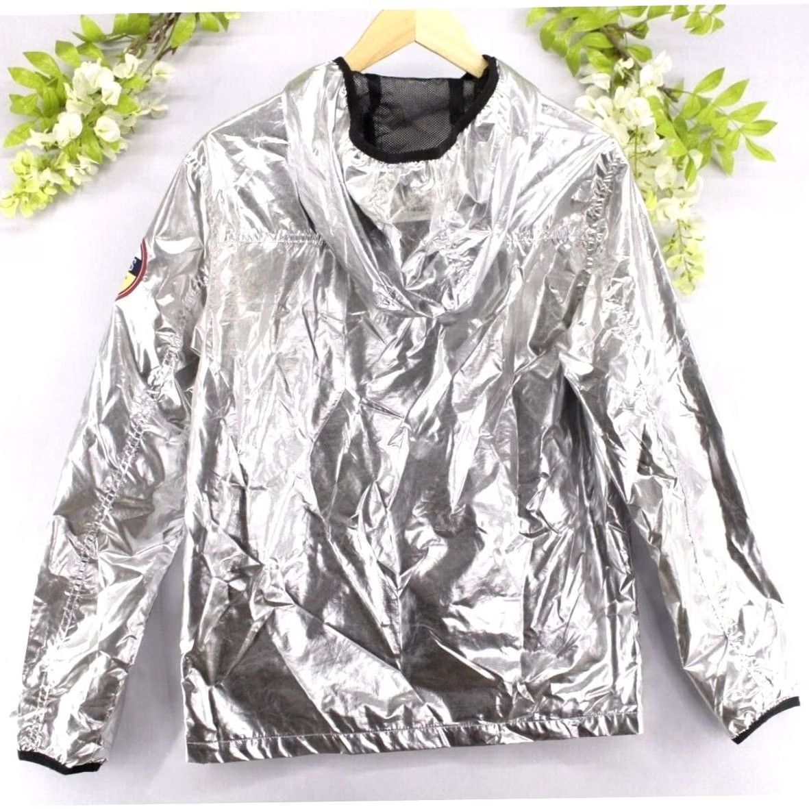 Vintage BKYS Glitz Foil Windbreaker Jacket Silver Metallic Sz S NWT Women Windbreaker Zip Hoodie Size S / US 4 / IT 40 - 2 Thumbnail