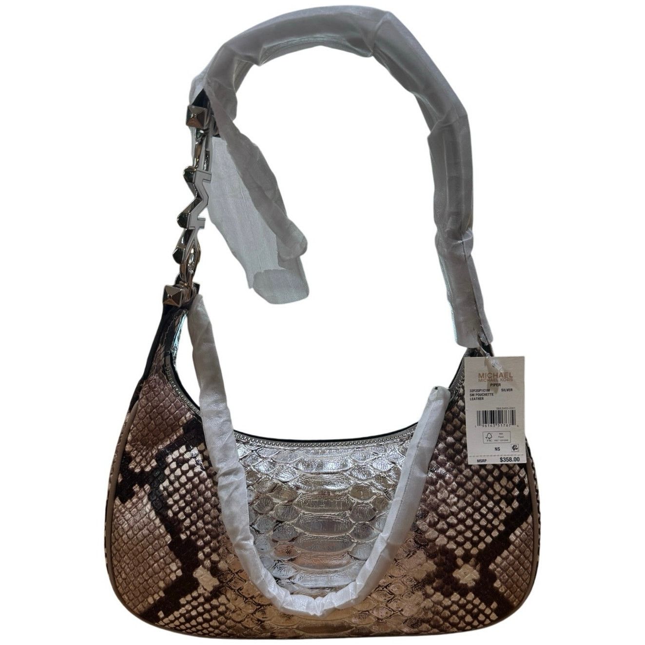 Michael Kors Michael Kors Piper Two-Tone Snake Leather Shoulder Bag Size ONE SIZE - 4 Thumbnail