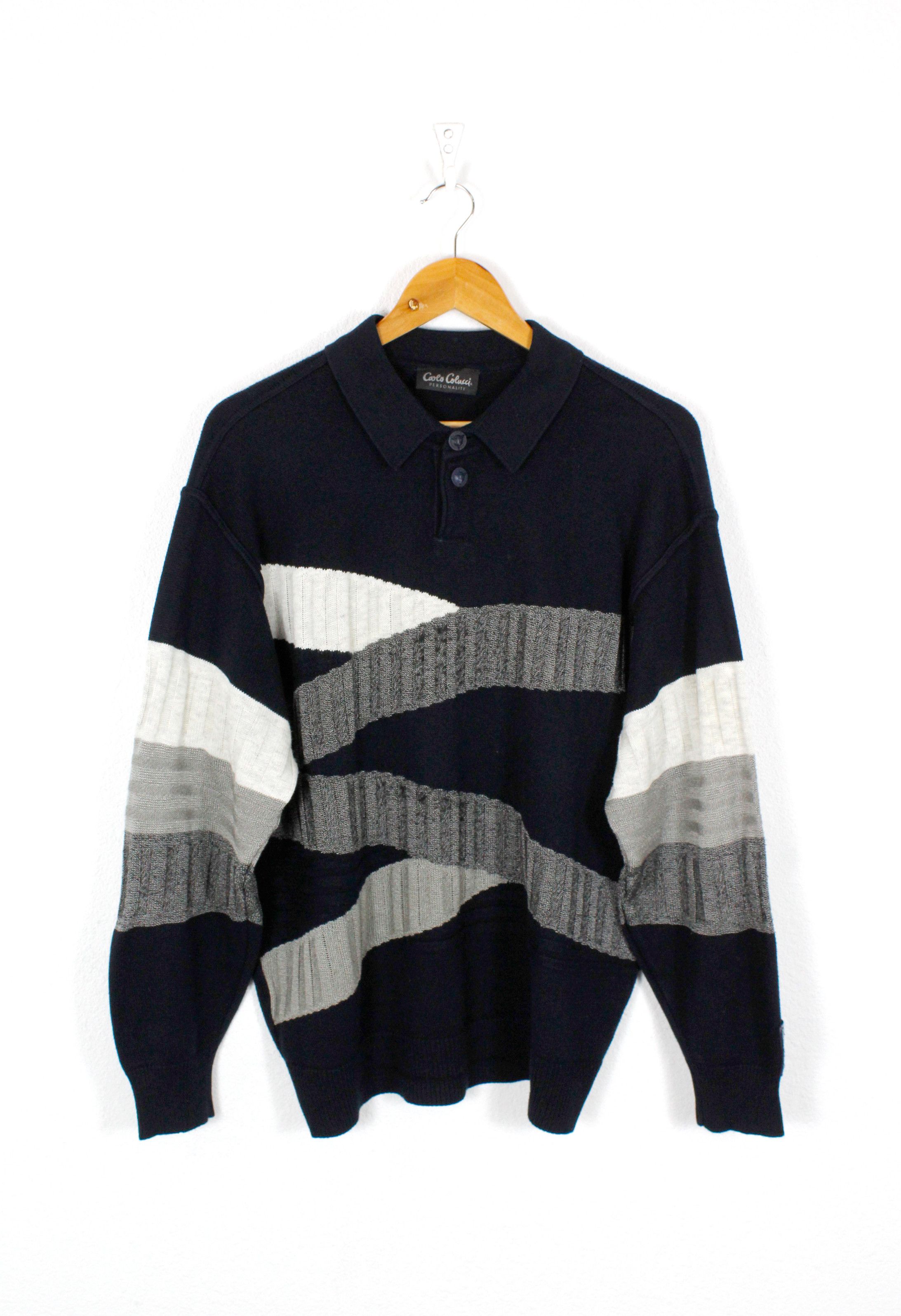 Carlo Colucci × Coogi × Vintage Vintage Carlo Colucci Knit Wool Sweater Polo Jumper Size US M / EU 48-50 / 2 - 1 Thumbnail