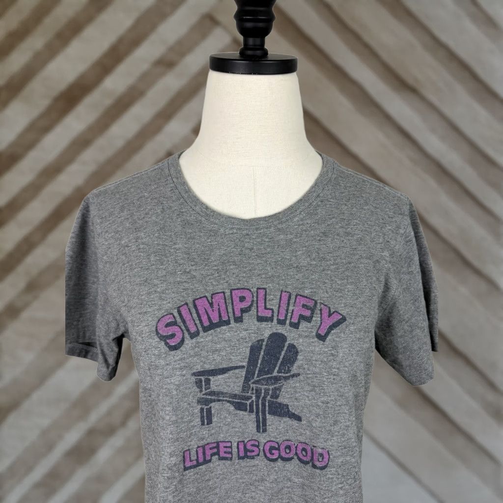 Life is Good Life is Good Womens Medium Classic Fit Heather Gray Tee Shirt Beach Bohemian Basic 90s? Size M / US 6-8 / IT 42-44 - 1 Thumbnail