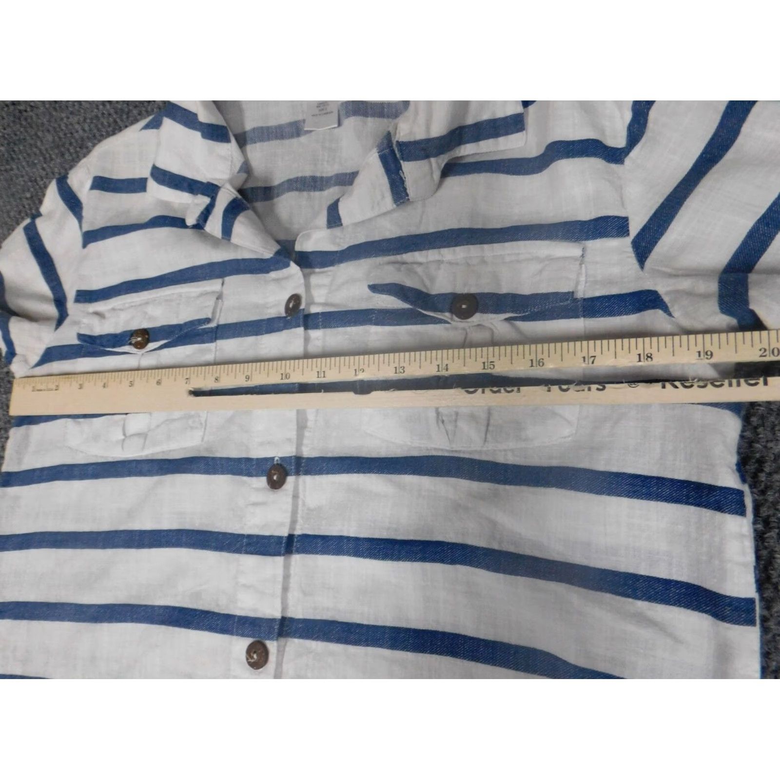 Vintage Dotti Blouse Shirt Womens Small Blue Striped Button Down Short Sleeve Casual Crew Neck Regular 100% Cotton Rayon Classic Breatherable Size S / US 4 / IT 40 - 4 Thumbnail