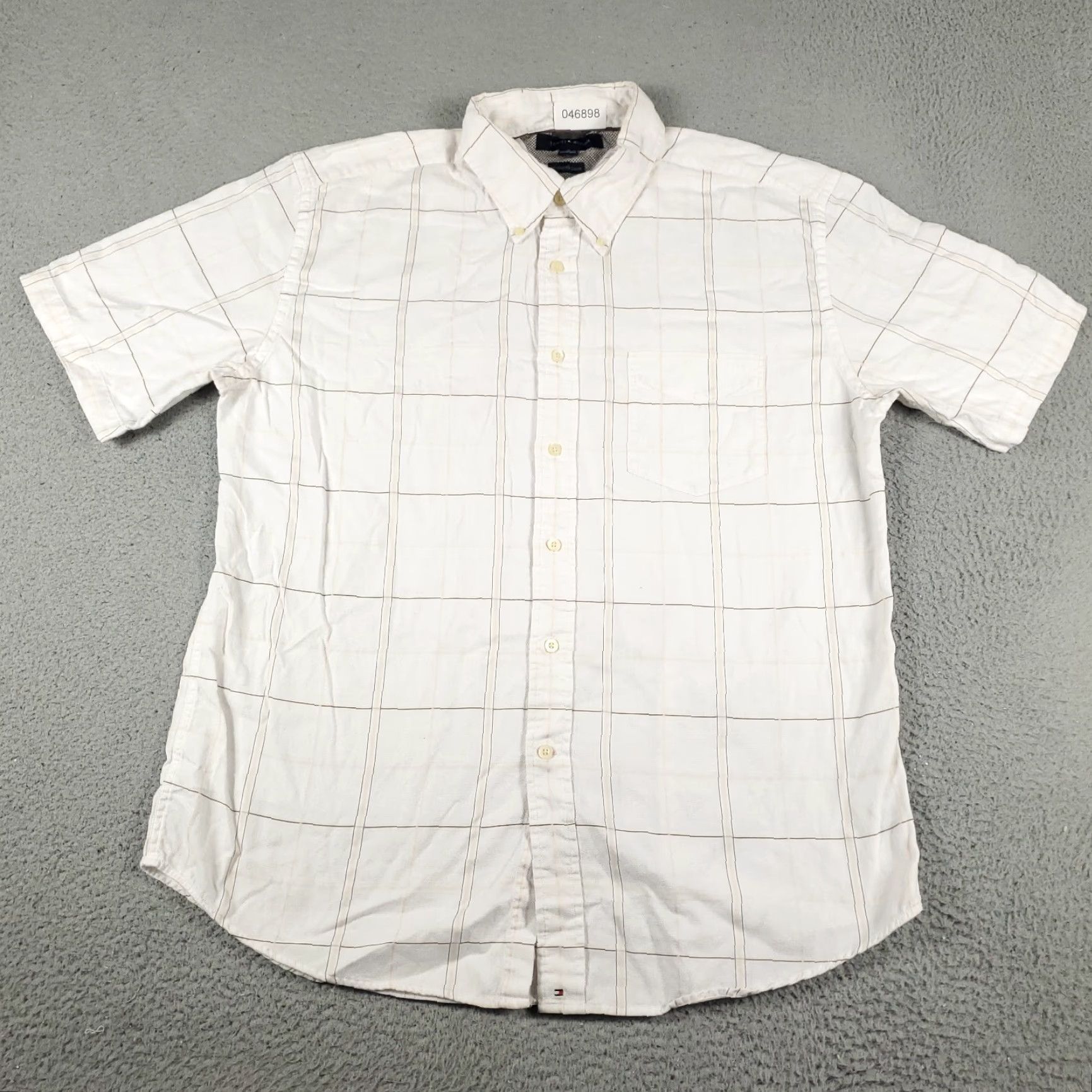 Tommy Hilfiger Tommy Hilfiger Shirt XL Beige Plaid Short Sleeve Button-Up Mens Size US XL / EU 56 / 4 - 2 Thumbnail