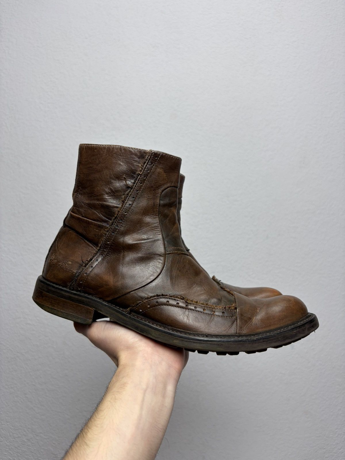If Six Was Nine Vintage Italian AS 98 Rick Owens Style Leather Biker Boots Size US 9 / EU 42 - 3 Thumbnail