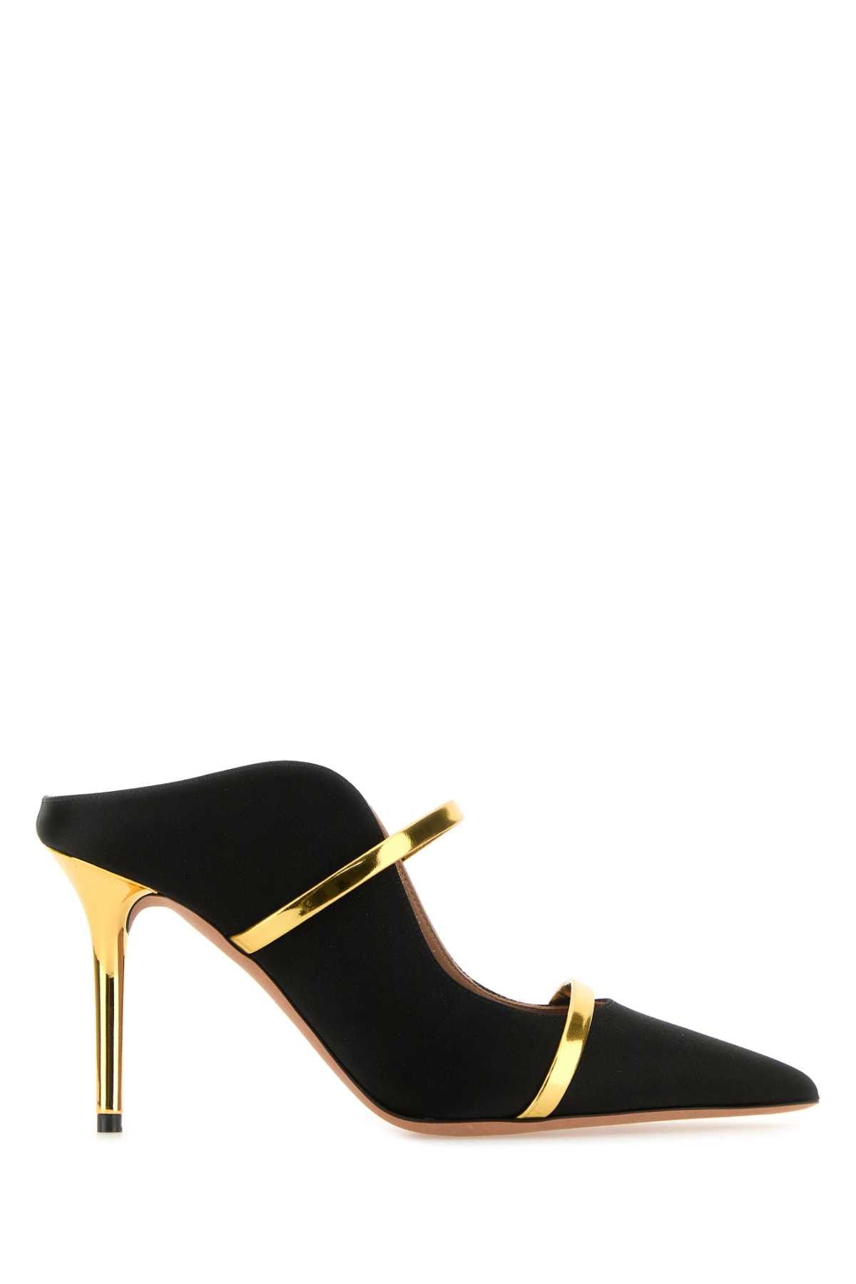 image of Malone Souliers Black Satin Maureen 85 Mule Shoess Shoes, Women's (Size 9)
