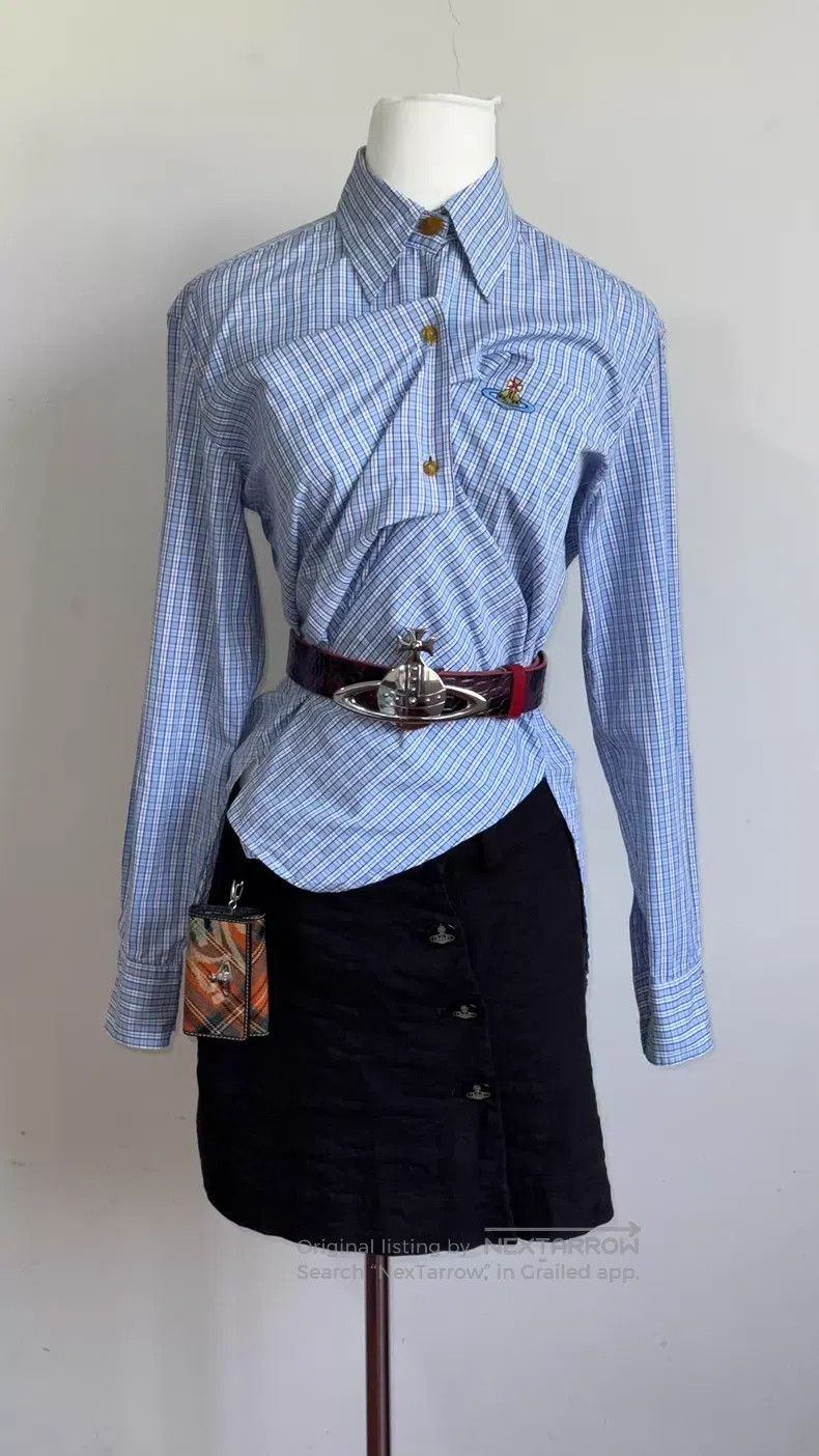 Vivienne Westwood Vivienne Westwood 90s Blue and White Plaid Shirt Size M / US 6-8 / IT 42-44 - 2 Thumbnail