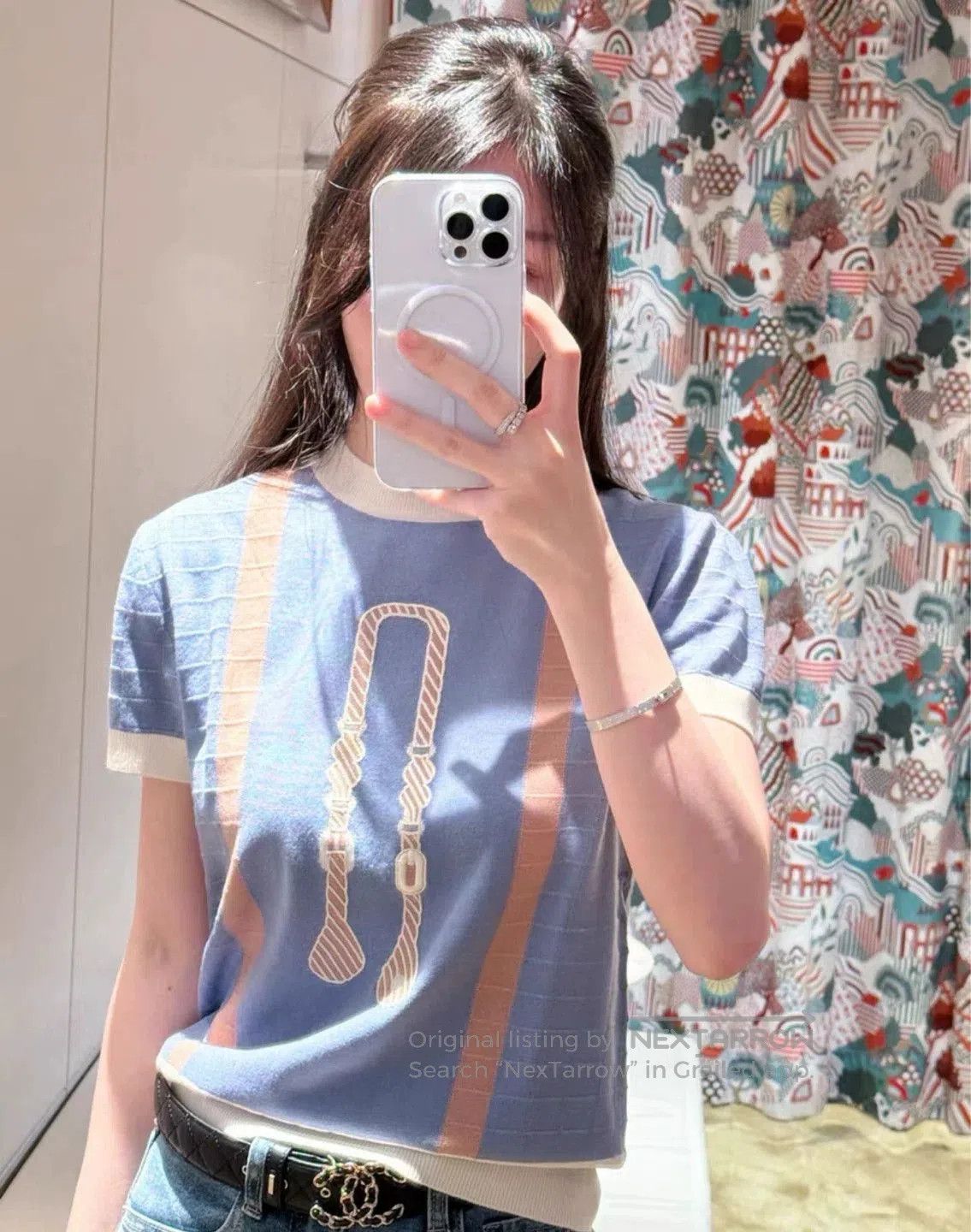 Hermes Hermès Women's Knit Short Sleeve Top. Size US XS / EU 42 / 0 - 1 Thumbnail