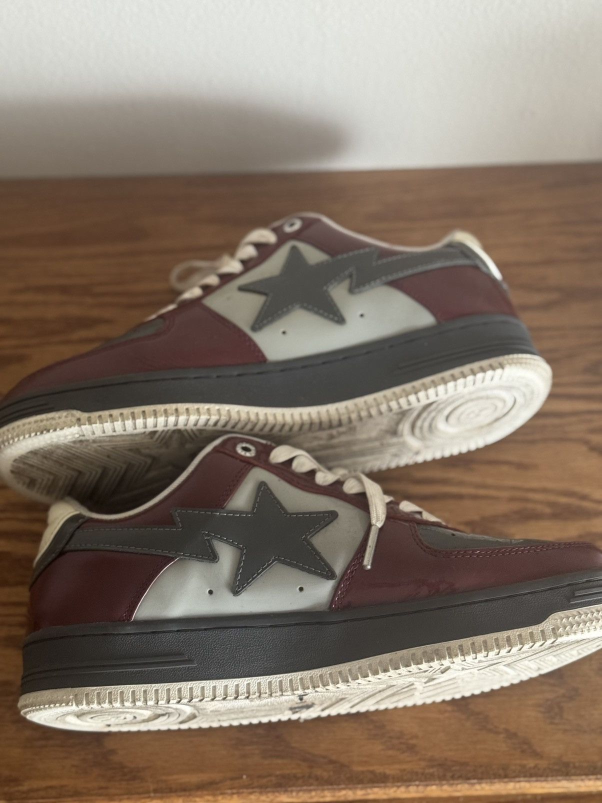 Bape Bape Sta Nostalgic Burgundy Grey Size US 9.5 / EU 42-43 - 4 Thumbnail