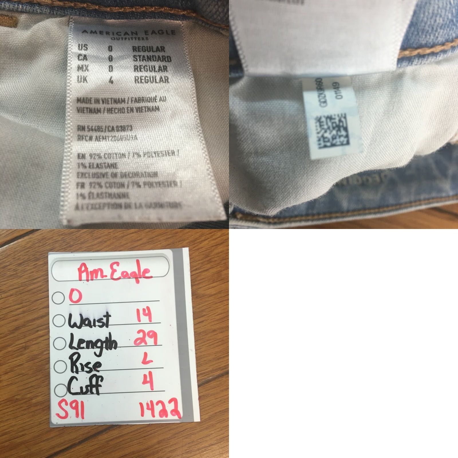 Vintage American Eagle Jeans Womens Distressed Blue Denim Jegging Super Stretch Size 0 Size 25" / US 0 / IT 36 - 8 Thumbnail
