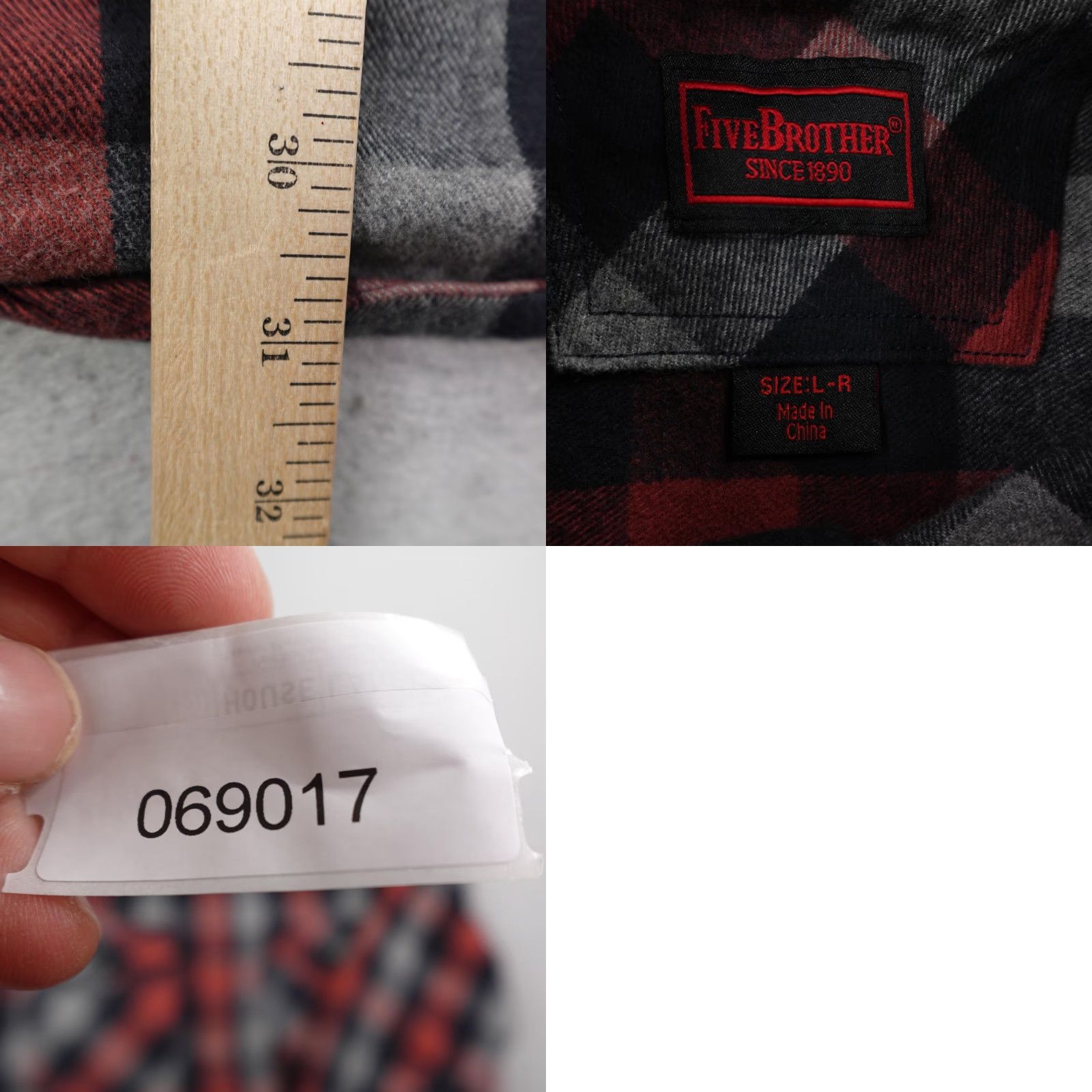 Vintage FiveBrother Shirt Men Large Red Gray Plaid Flannel Pearl Snap Overshirt Shacket Button-Up Outdoor Mens Size US L / EU 52-54 / 3 - 8 Thumbnail