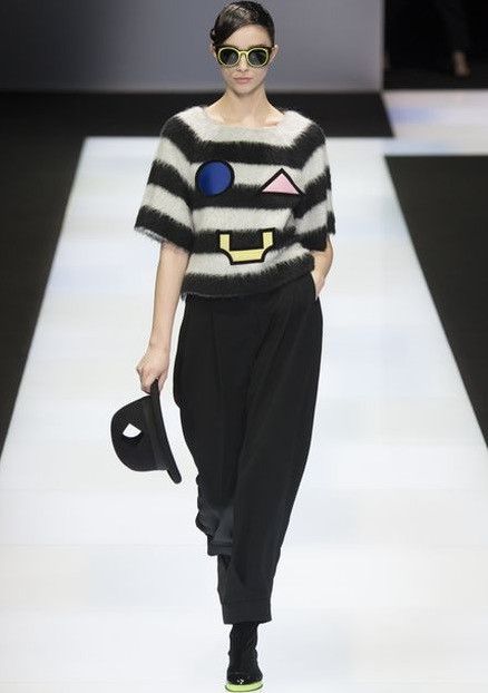 Armani × Emporio Armani Emporio Armani Striped Black White Face SweaterMohair FW2016 Size M / US 6-8 / IT 42-44 - 1 Thumbnail