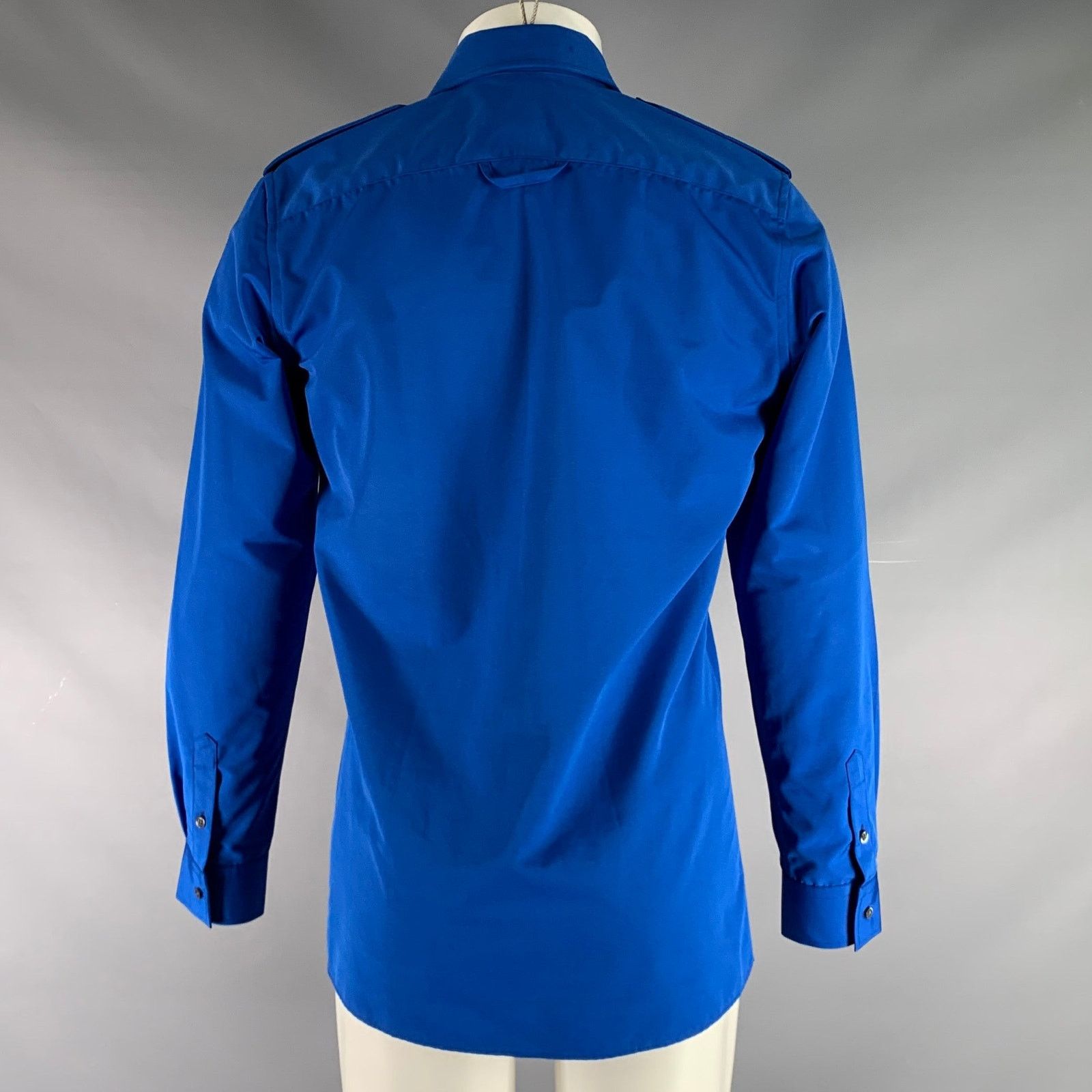 Xander Zhou Size S Blue Solid Polyester Epaulettes Long Sleeve Shirt Size US S / EU 44-46 / 1 - 4 Thumbnail