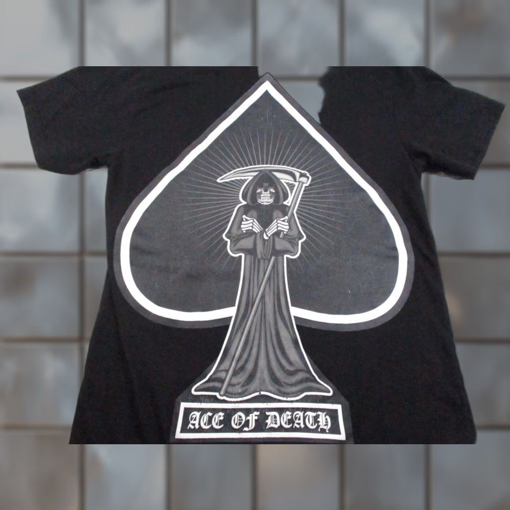 Vintage RGSTR Ace Of Death Shirt Mens Small Black Grim Reaper Spade Graphic Tee Size US S / EU 44-46 / 1 - 1 Thumbnail