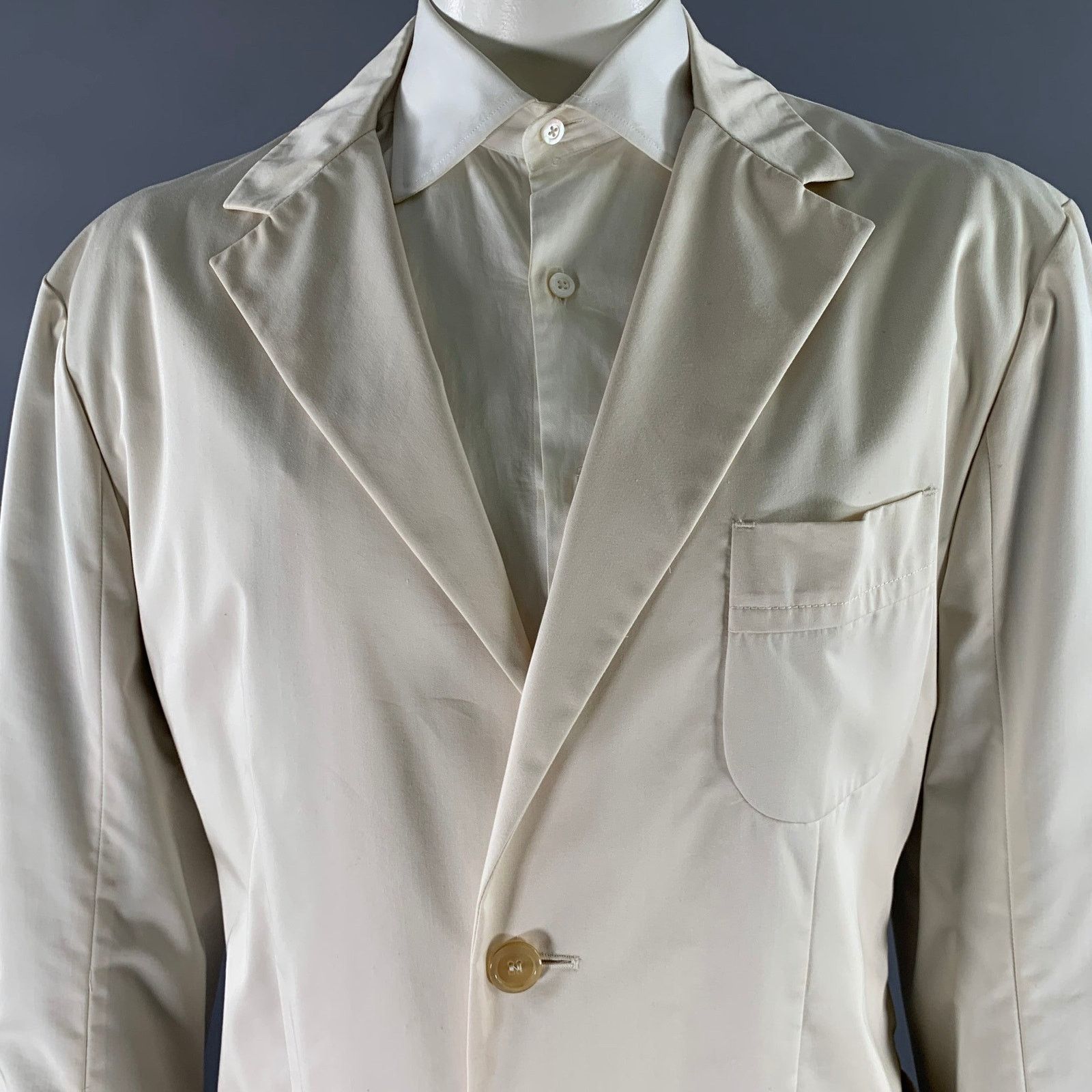 Gianfranco Ferre Gianfranco Ferre 50 Cream Ivory Cotton Blend Sport Coat Size 50R - 2 Thumbnail