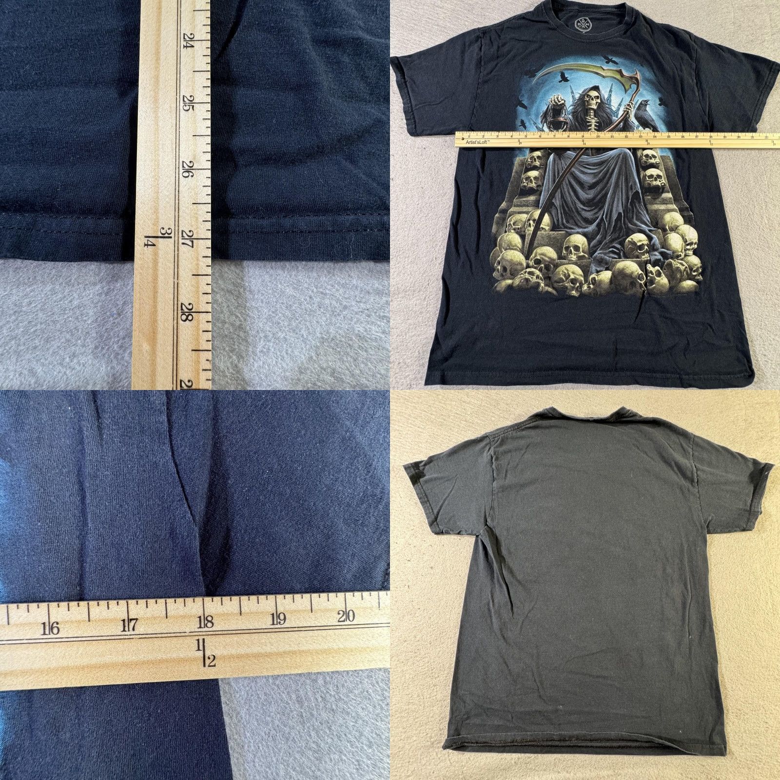 Vintage VINTAGE DOM Shirt Mens Medium Black Gothic Horror Skull Grim Reaper T-Shirt Art 90s Size US M / EU 48-50 / 2 - 8 Thumbnail