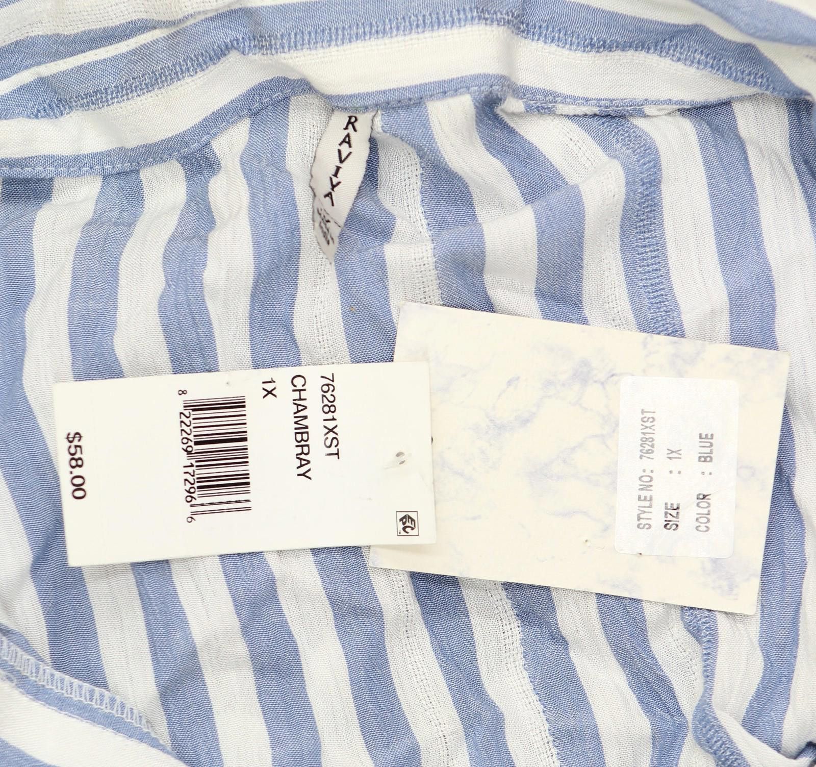Other Nwt Raviya Size Tunic Shirt Swim Cover-up Blue / White 1x Size ONE SIZE - 4 Thumbnail