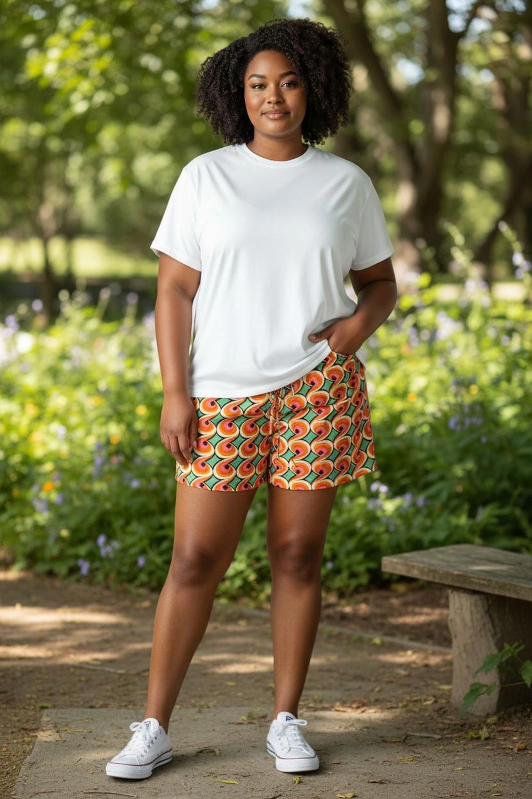 Shein Shein Women's Casual Shorts with Colorful Retro Pattern Size 42" / US 20 - 2 Thumbnail