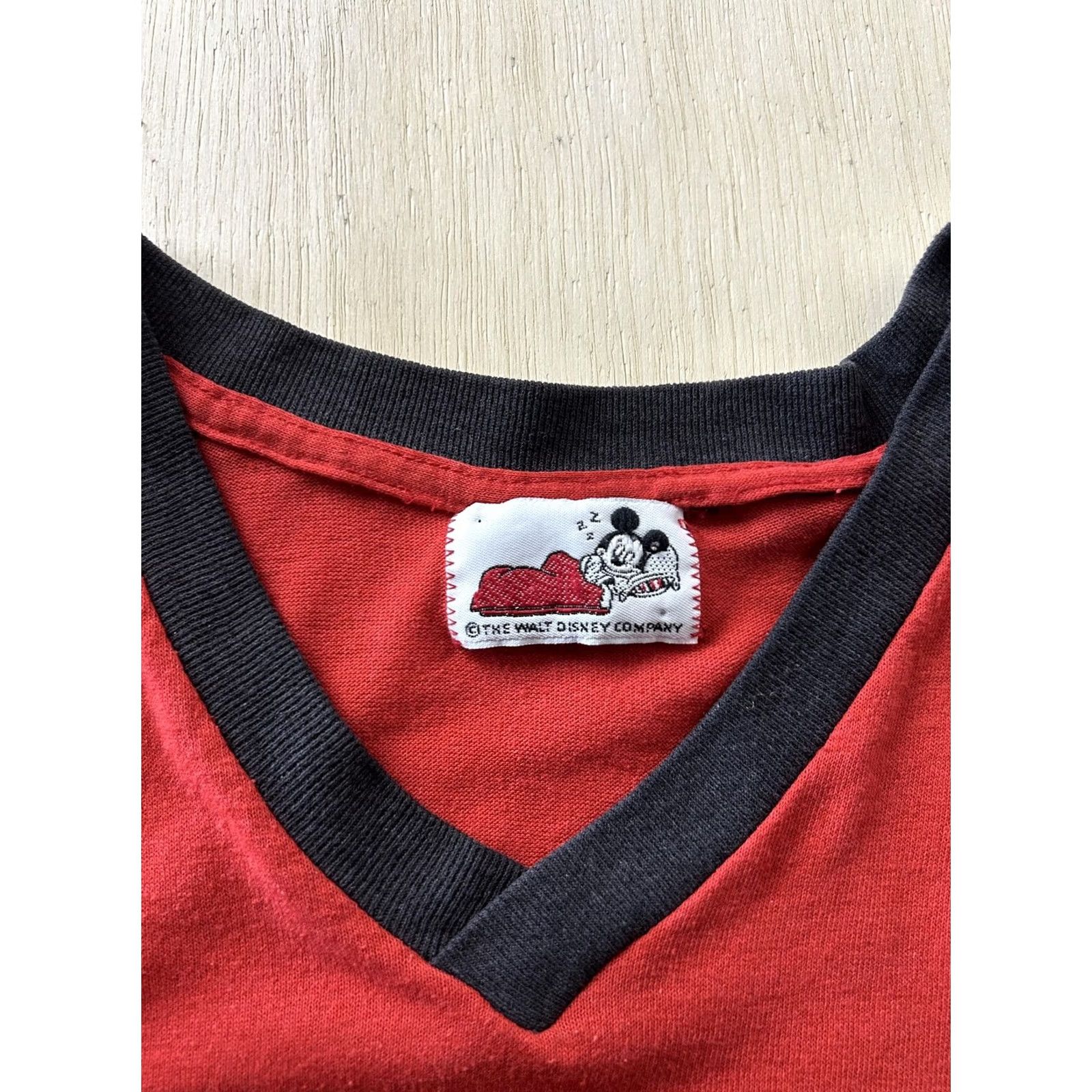 Disney Vintage 90s Disney Mickey Mouse Sleepshirt One Size Red V Neck Graphic Sleepwear Size ONE SIZE - 3 Thumbnail