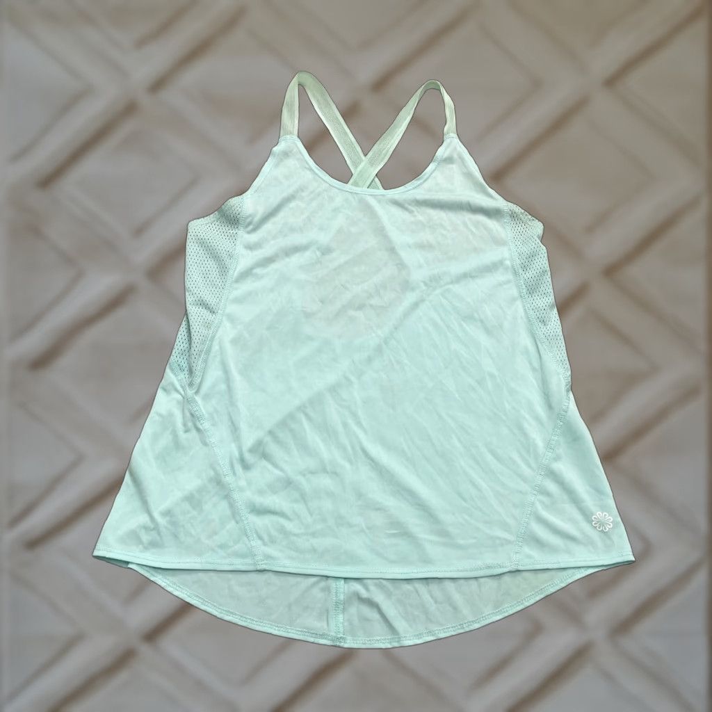 Pro Player Pro-Player Tank Top Womens M Green Halter Crisscross Back Sleeveless Relaxed 100% Polyester Athletic Activewear Shirt/Top Size M / US 6-8 / IT 42-44 - 1 Thumbnail