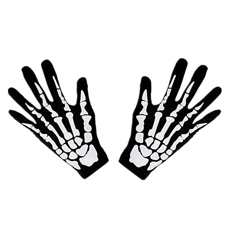 Other Unisex Adult Skeleton Skull Full Finger Halloween Gloves Size ONE SIZE - 6 Thumbnail