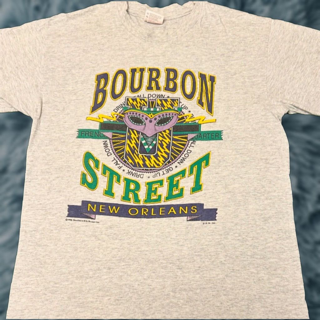 Vintage VINTAGE 90s New Orleans Bourbon Street Mardi Gras 1990 VTG Shirt Mens Size Large Size US L / EU 52-54 / 3 - 1 Thumbnail