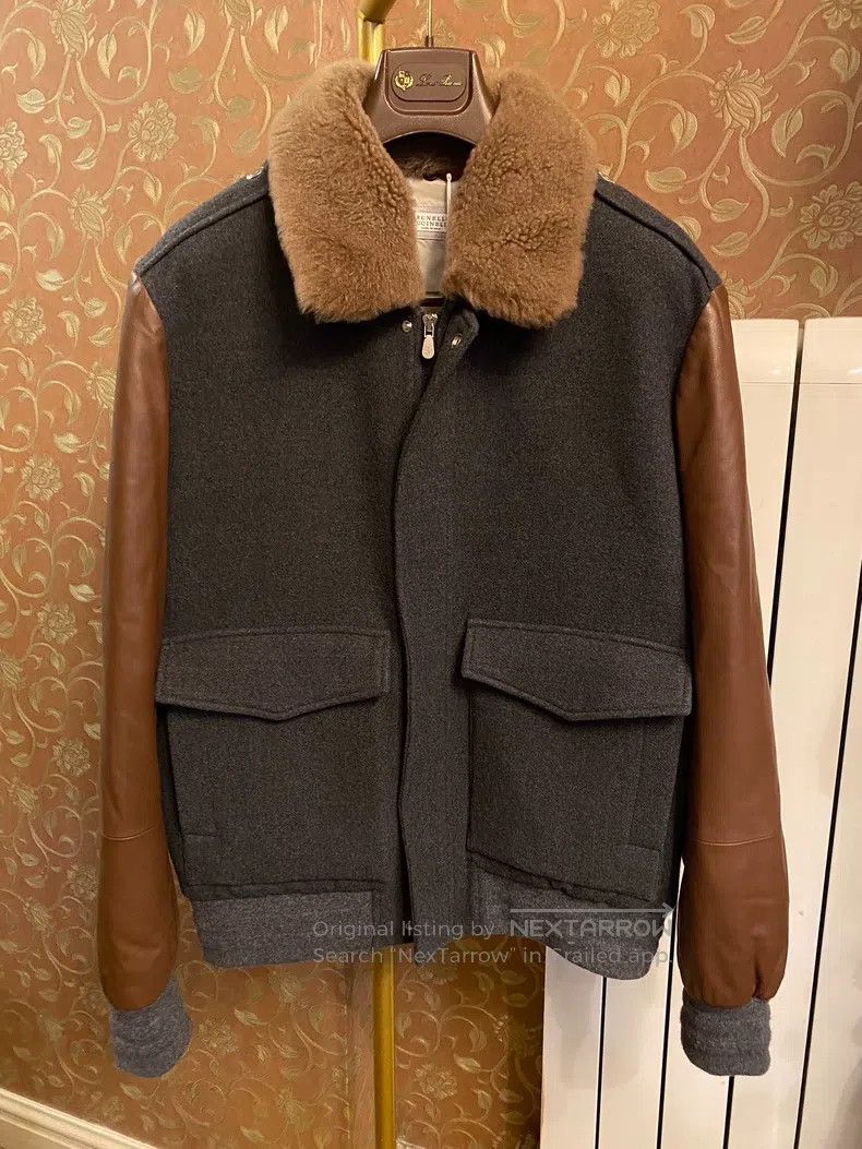 Brunello Cucinelli Brunello Cucinelli Fur collar pilot jacket Size US M / EU 48-50 / 2 - 1 Thumbnail