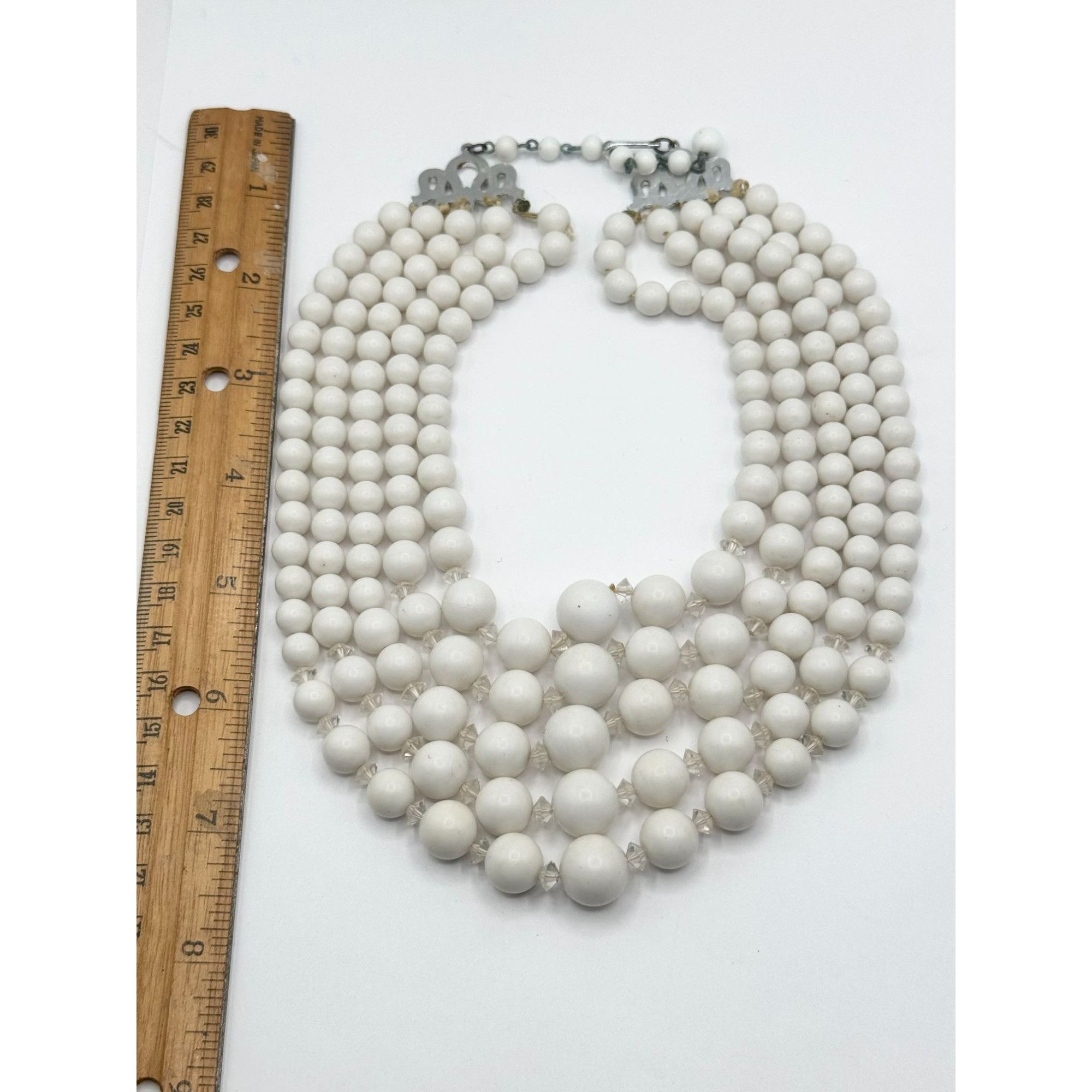 Vintage Vintage five strand crystal white beaded necklace Size ONE SIZE - 4 Thumbnail