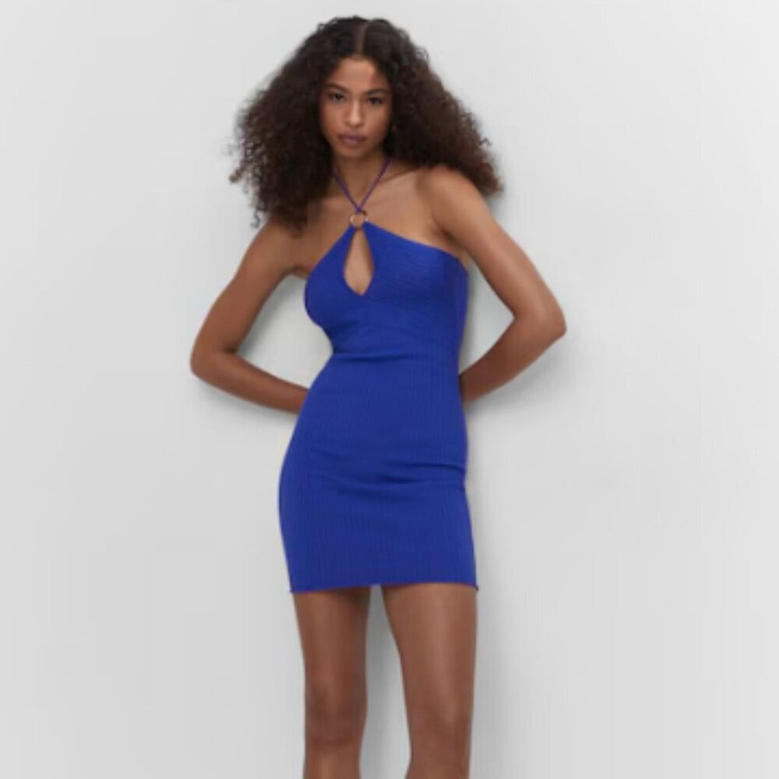 Mango Mango Halter Neck Blue Dress With Metal Detail NWT Size 8 Size M / US 6-8 / IT 42-44 - 6 Thumbnail