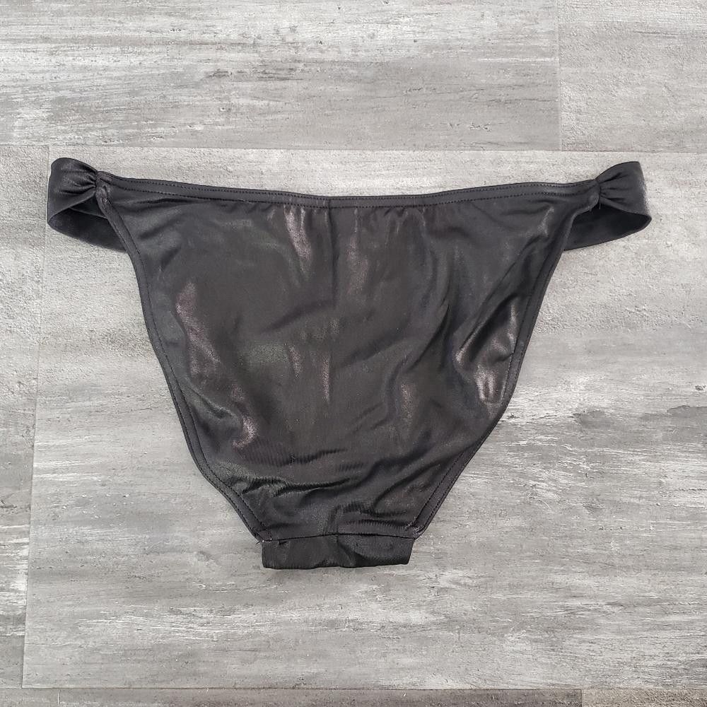 Designer Black Shimmer VS Bikini Bottoms Size ONE SIZE - 2 Thumbnail