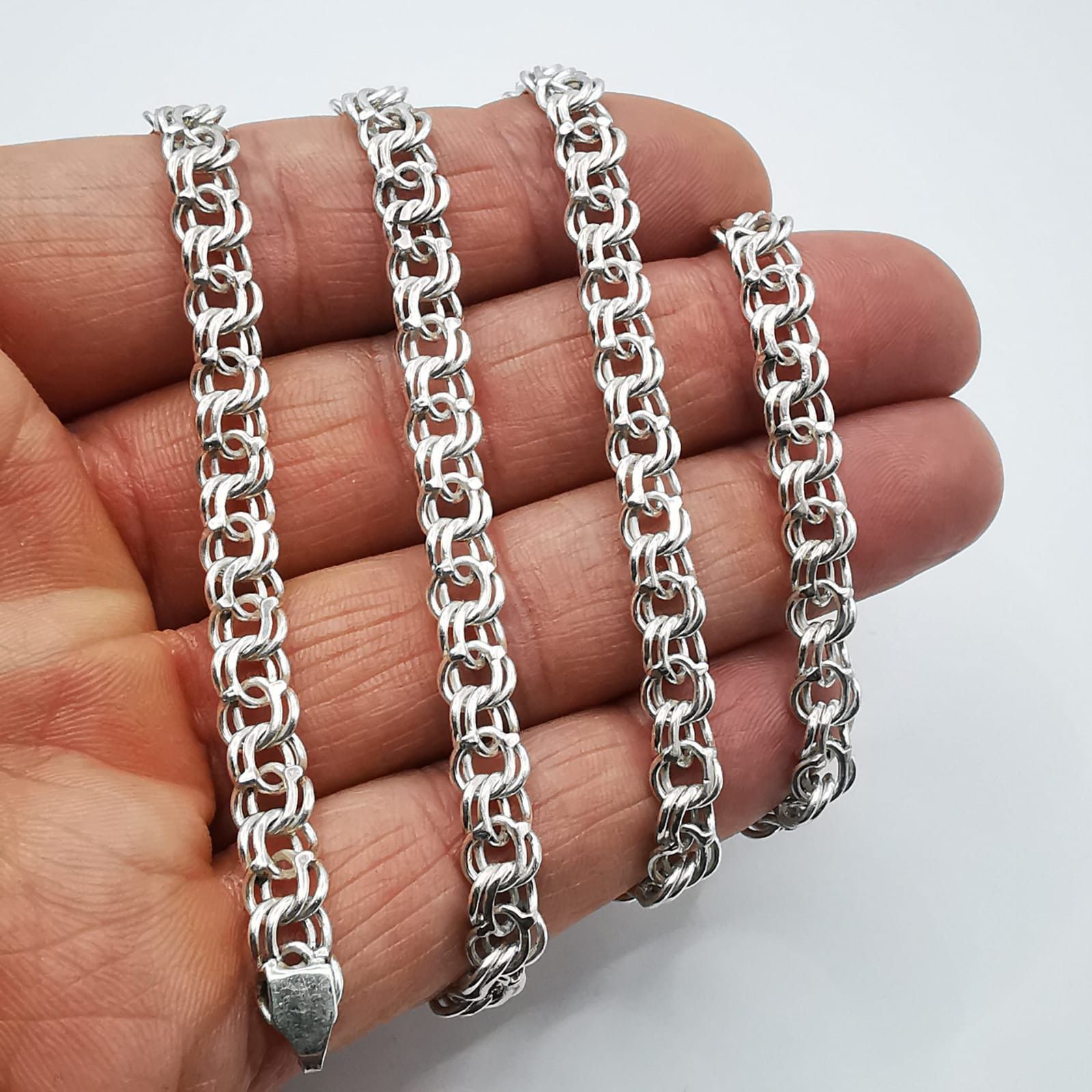 Sterling Silver Vintage Statement Chain, 925 Sterling Silver, Signed 32,67g Size ONE SIZE - 9 Thumbnail
