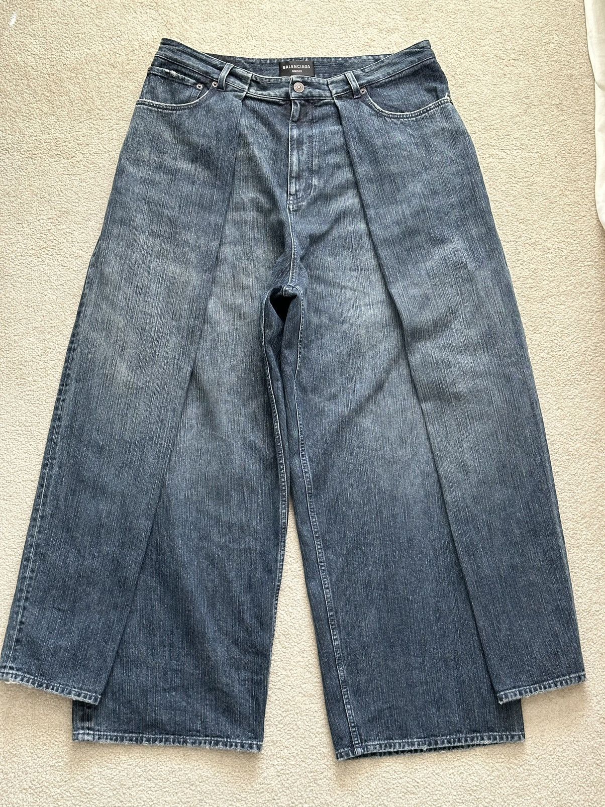 image of Balenciaga Size Double Side Denim Jeans in Indigo, Men's