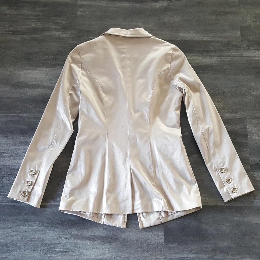 Designer Nude Satin Nikibiki Business Blazer Long Sleeve Size S / US 4 / IT 40 - 2 Thumbnail