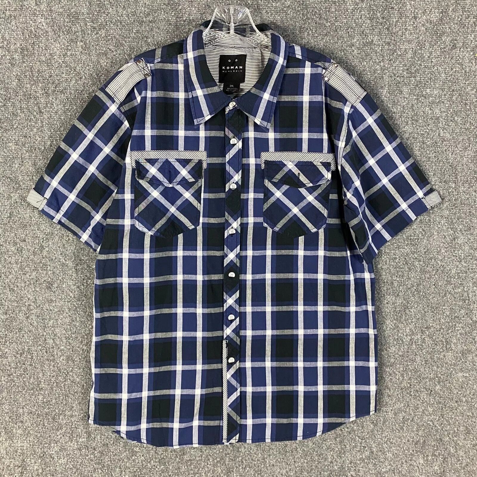 Koman Koman Button Up Shirt Men's 2XL Short Sleeve Western XXL Size US XXL / EU 58 / 5 - 1 Thumbnail