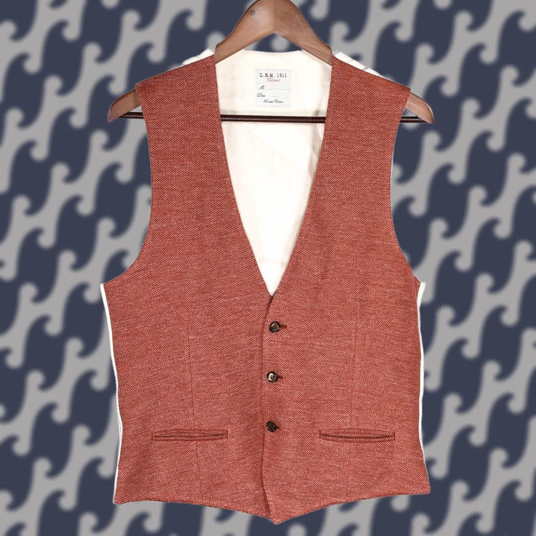 L.B.M. 1911 L.B.M. 1911 Limited Edition Waistcoat Mens 50 Linen Blend Brown Solid 59%LINEN 41%COTTON Vintage N/A Size US M / EU 48-50 / 2 - 1 Thumbnail