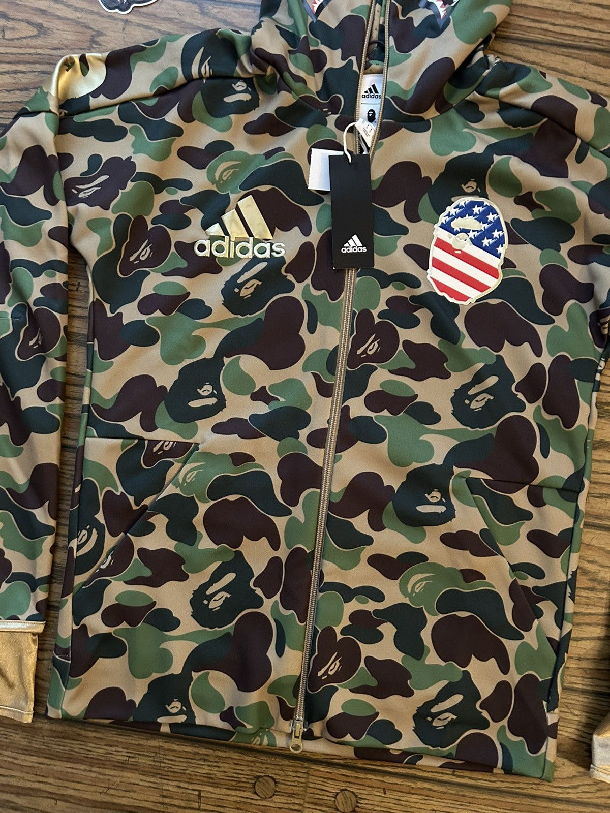 Adidas × Bape Bape x Adidas Green Camo Shark Full Zip Hoodie Size US S / EU 44-46 / 1 - 3 Thumbnail