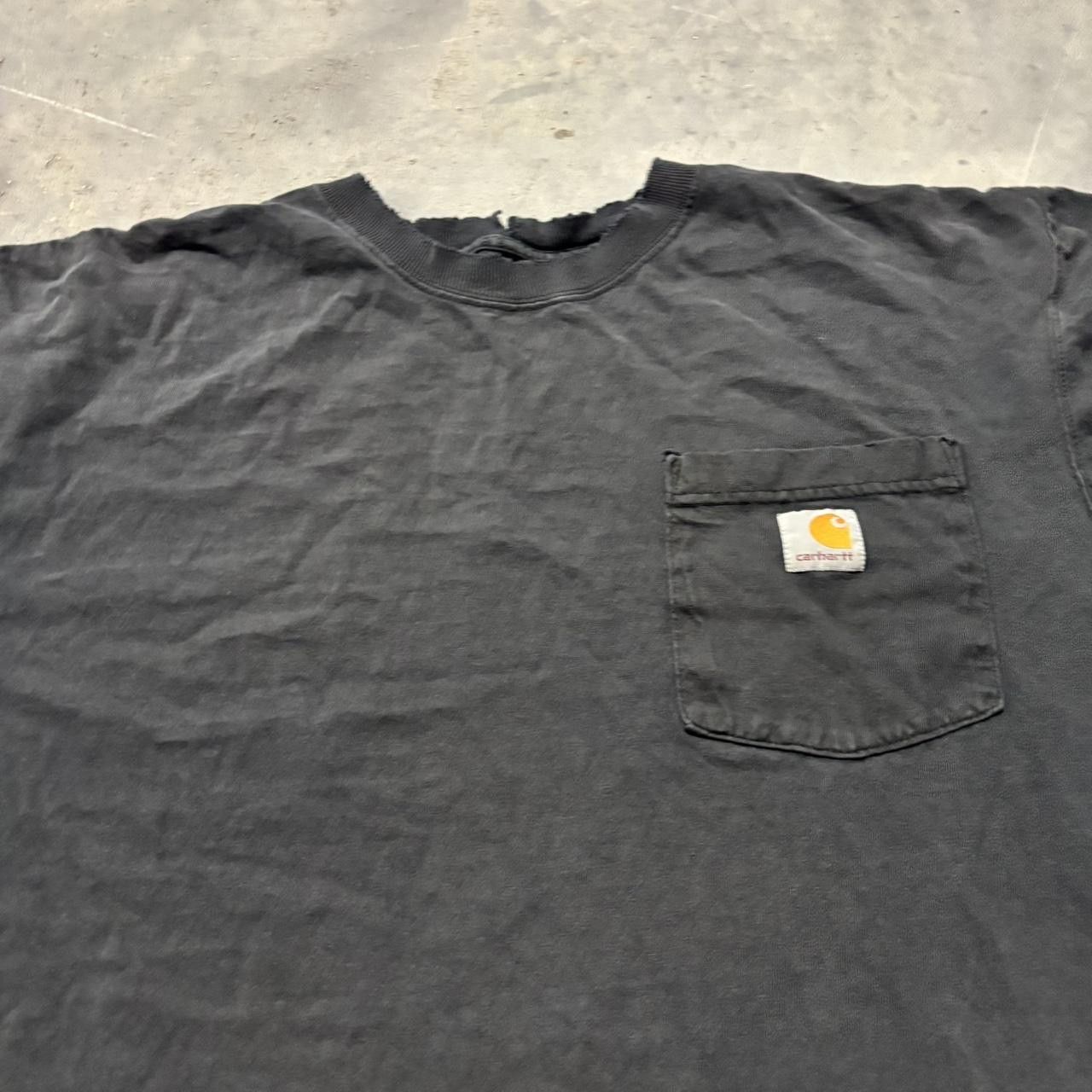 Carhartt × Vintage Crazy Vintage Y2K/2000s Faded Black Carhartt Essential Pocket Tee! Size US XL / EU 56 / 4 - 2 Thumbnail