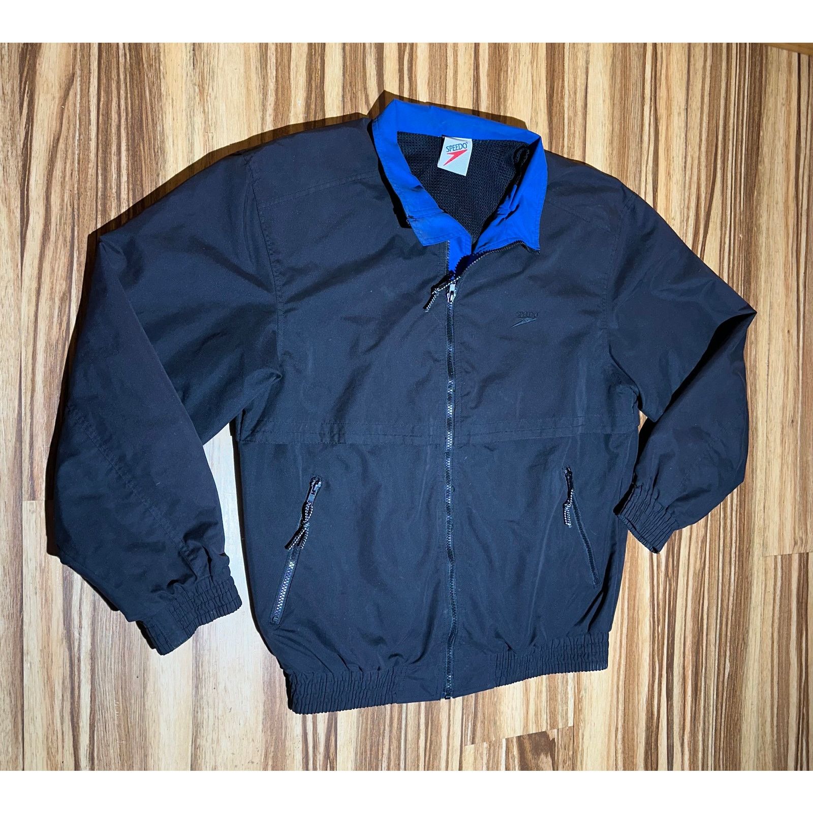 Speedo Vintage Speedo Black With Blue Accents Light Jacket Size M Size US XL / EU 56 / 4 - 2 Thumbnail