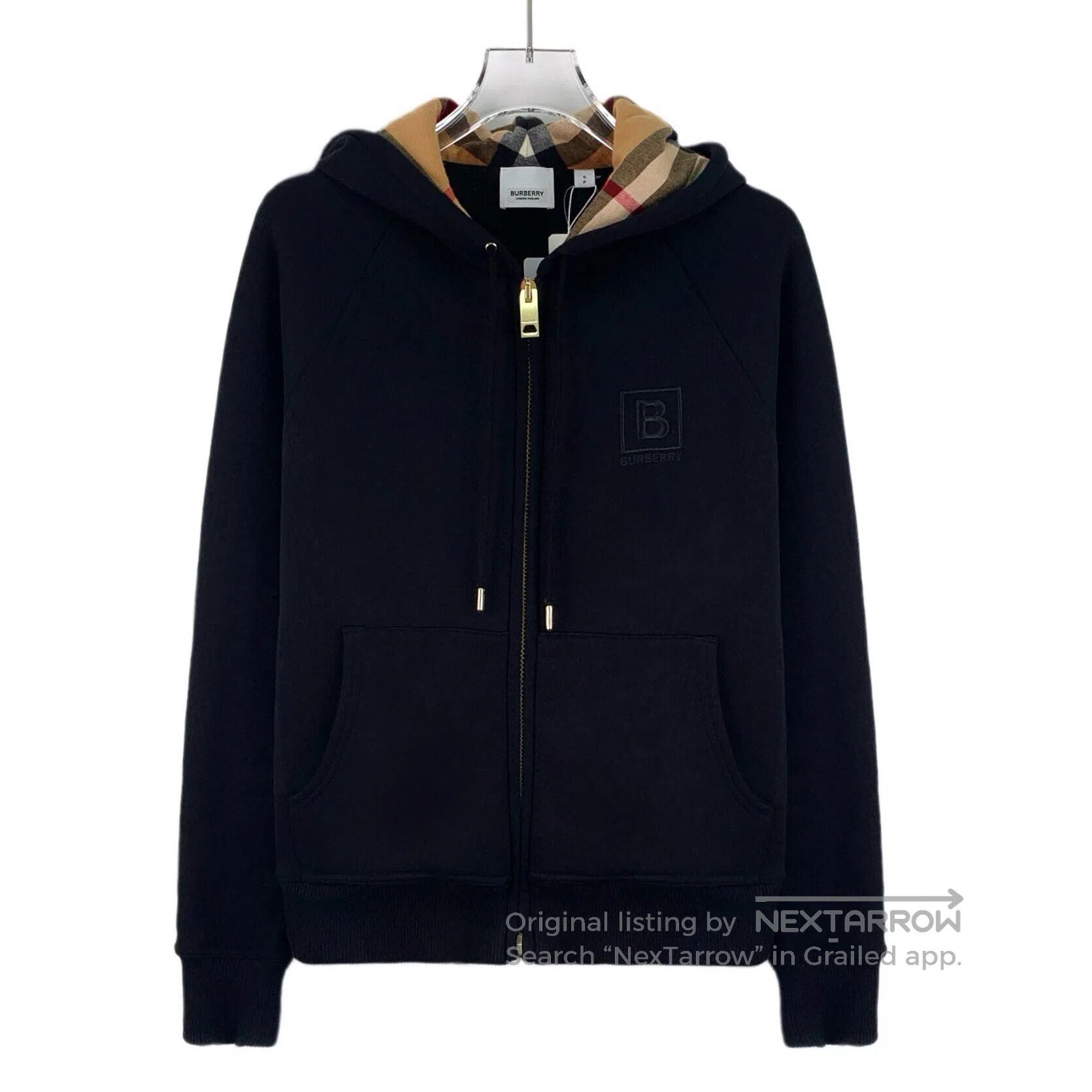 Burberry Burberry Black Logo Embroidered Cotton Hooded Drawstring L Size US S / EU 44-46 / 1 - 1 Thumbnail