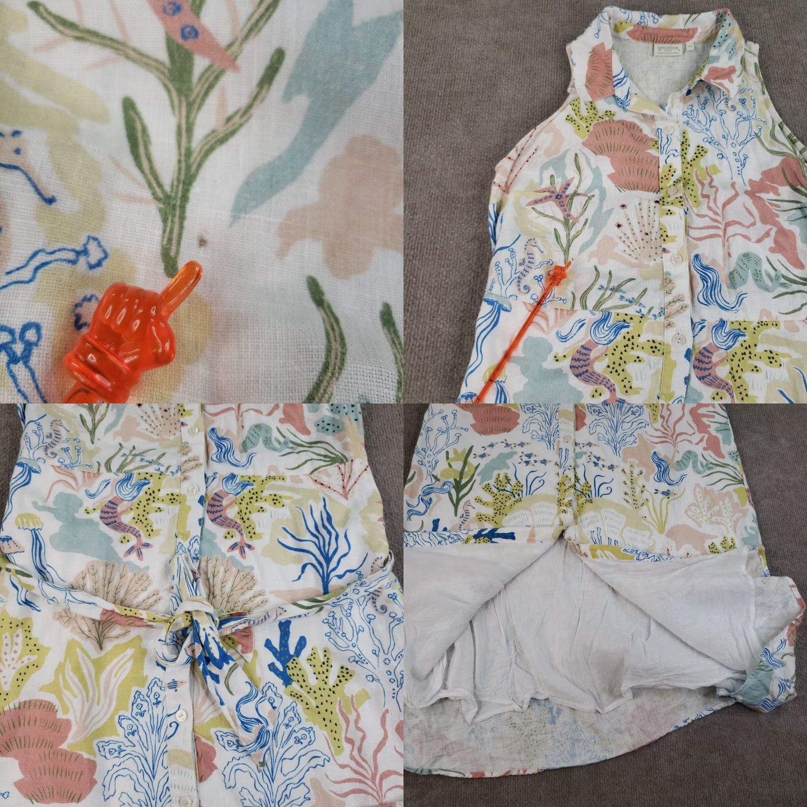 Vintage VINTAGE Spartina 449 Dress Women XS Midi Linen Sleeveless Collared Button Casual Party Travel Women's Fashion Size XS / US 0-2 / IT 36-38 - 8 Thumbnail