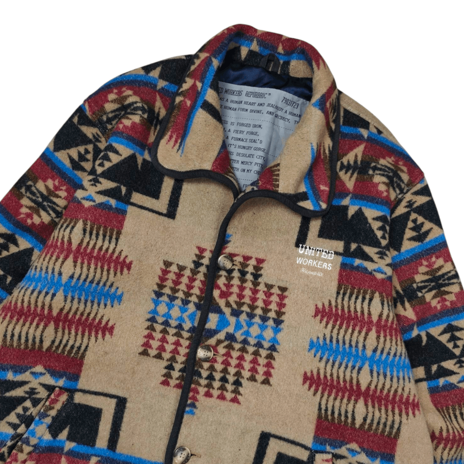Designer United Workers Navajo Pattern Wool Coat Jacket Size US L / EU 52-54 / 3 - 3 Thumbnail