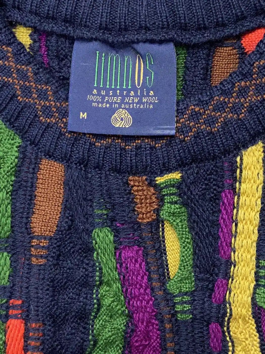 Coogi × Vintage Vintage 90s Limnos Coogi Style Cable Knit Sweater Pure Wool Size US L / EU 52-54 / 3 - 9 Thumbnail