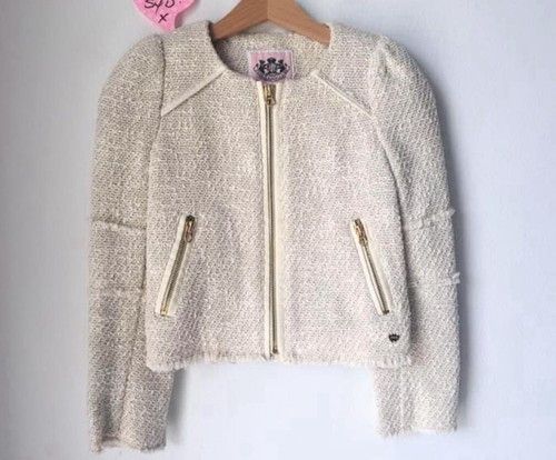 Juicy Couture JUICY COUTURE Girls Cream/oatmeal Tweed Boucle Jacket Size ONE SIZE - 1 Thumbnail
