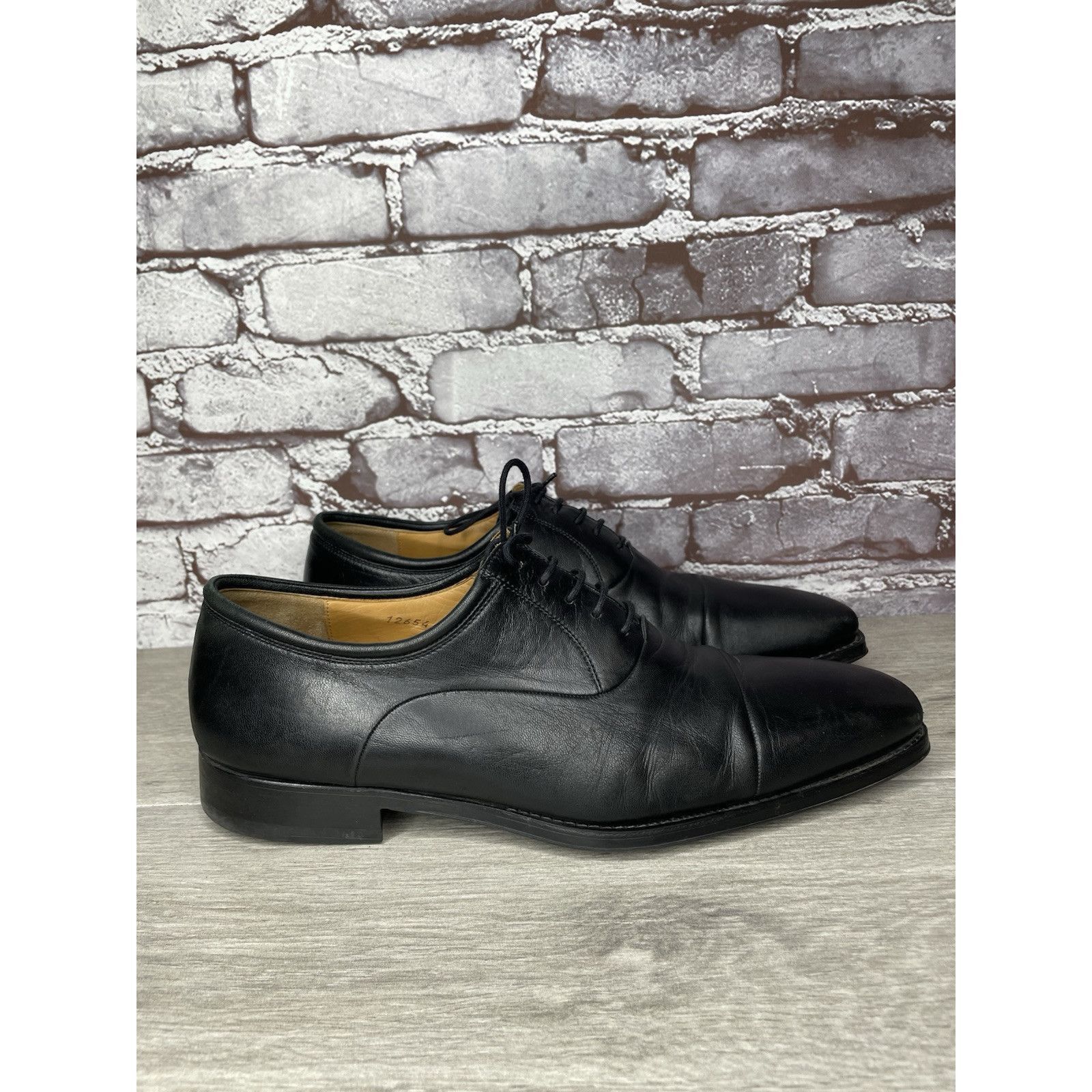 Magnanni Magnanni Black Leather Cap Toe Lace Up Oxfords Dress Shoes M Size US 10 / EU 43 - 1 Thumbnail