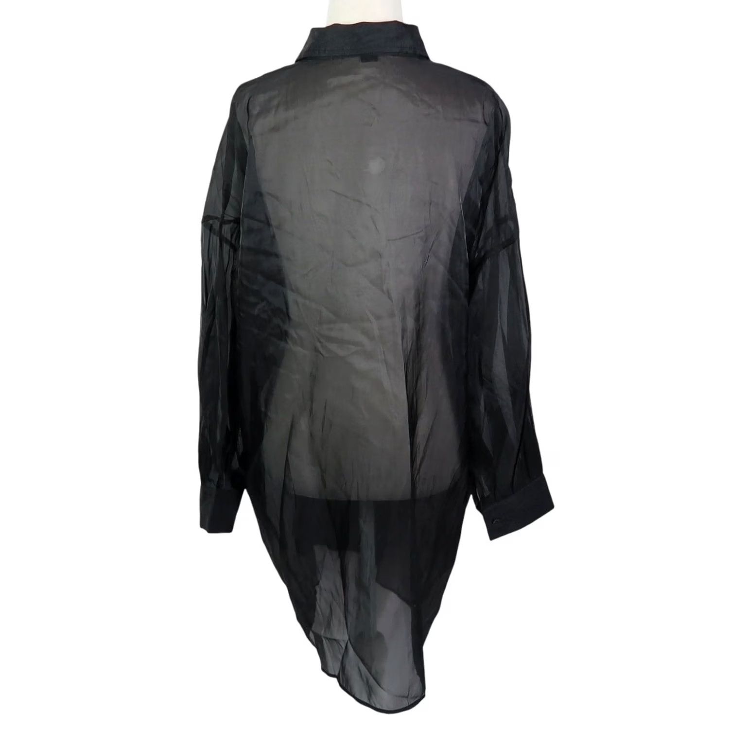 Vintage JLUXLABEL Black Sheer Button-Down Tunic Top Blouse Small Women Long Sleeve Collared Casual Party/Cocktail Solid Button Tunic Black Small Size S / US 4 / IT 40 - 4 Thumbnail
