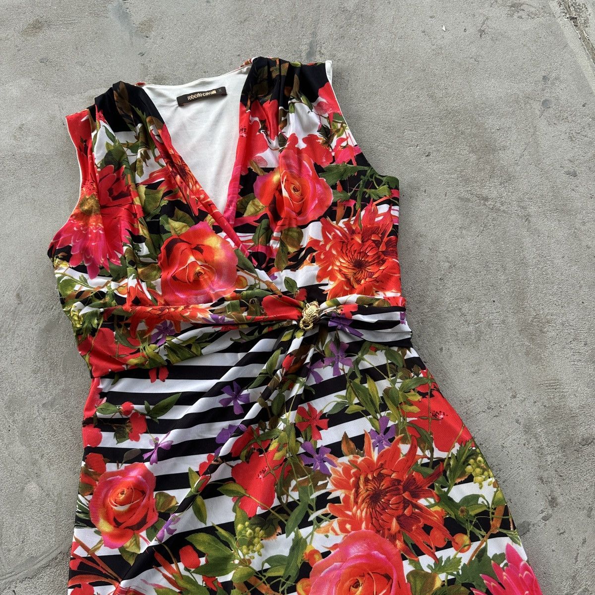 Roberto Cavalli Vintage Roberto Cavalli Floral Midi Dress Melat Red Womens M Size M / US 6-8 / IT 42-44 - 3 Thumbnail