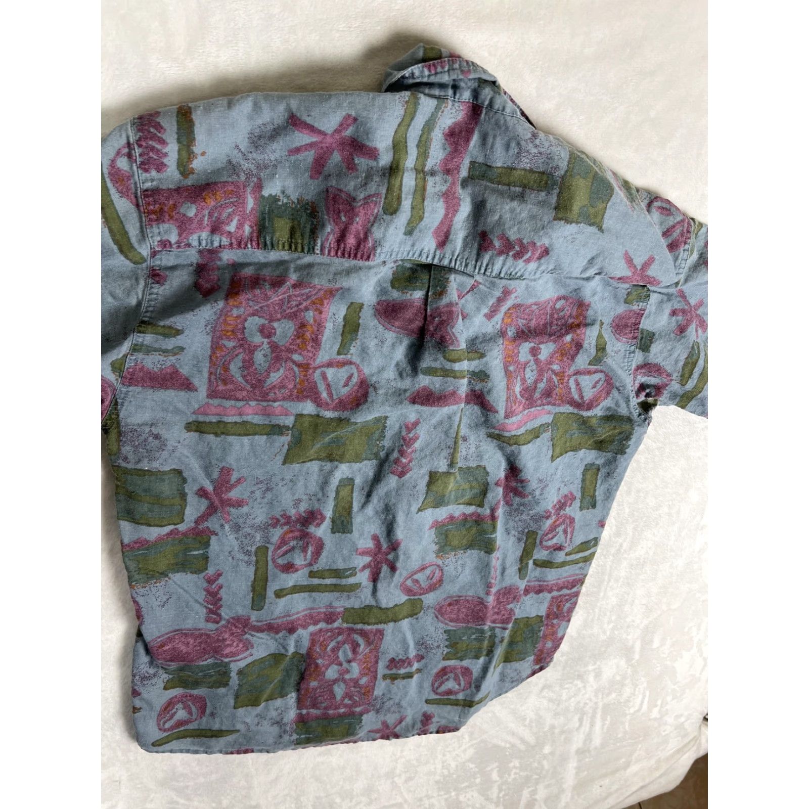 Vintage VINTAGE Bugle Boy Company Shirt Mens Medium Blue Hawaiian Tropical Ramie Cotton Short Sleeve Button-Up Casual Travel 90s Mens Size US M / EU 48-50 / 2 - 7 Thumbnail