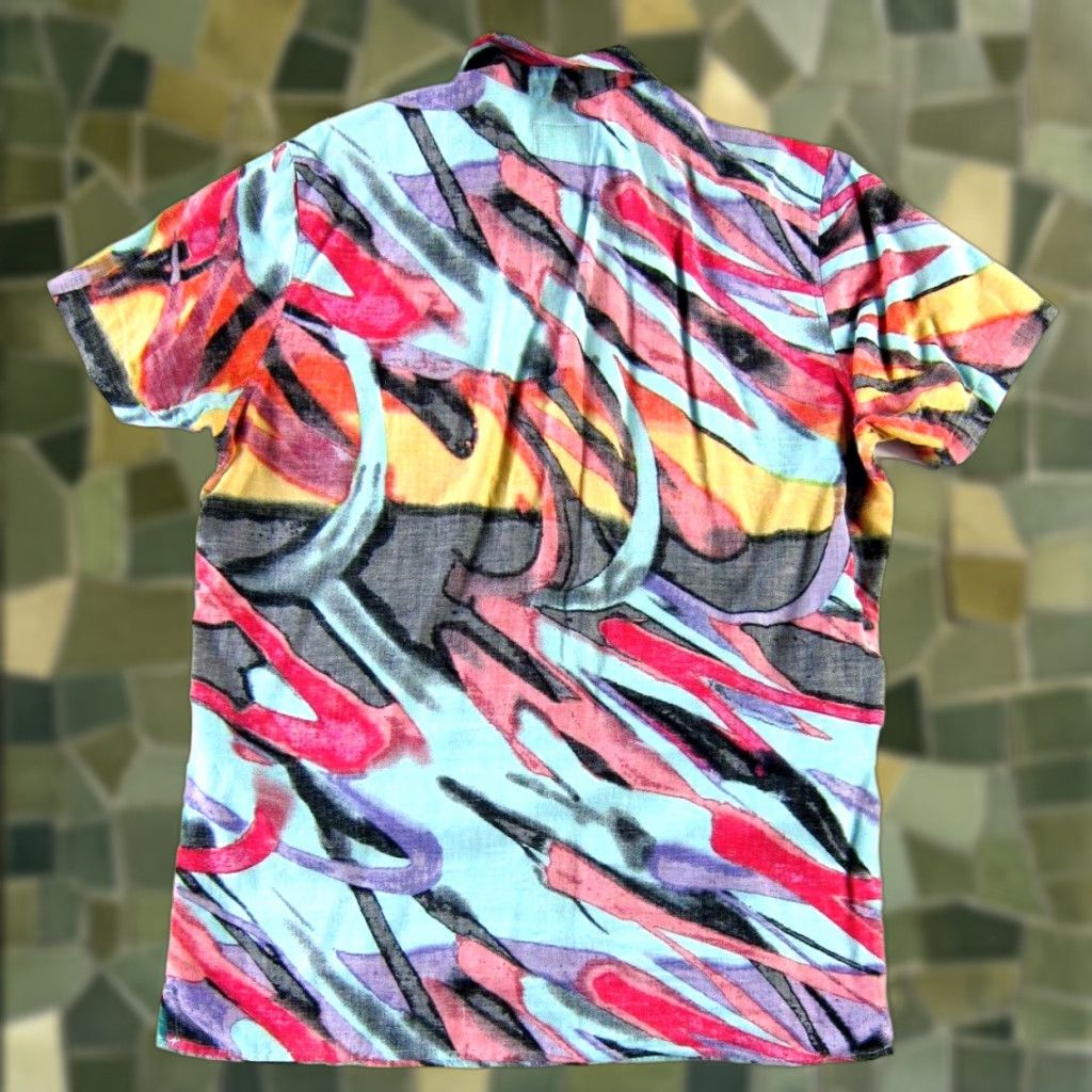 Rip Curl Rip Curl Button-Up Shirt S Geometric Retro Short Sleeve Men Pink Size US S / EU 44-46 / 1 - 1 Thumbnail