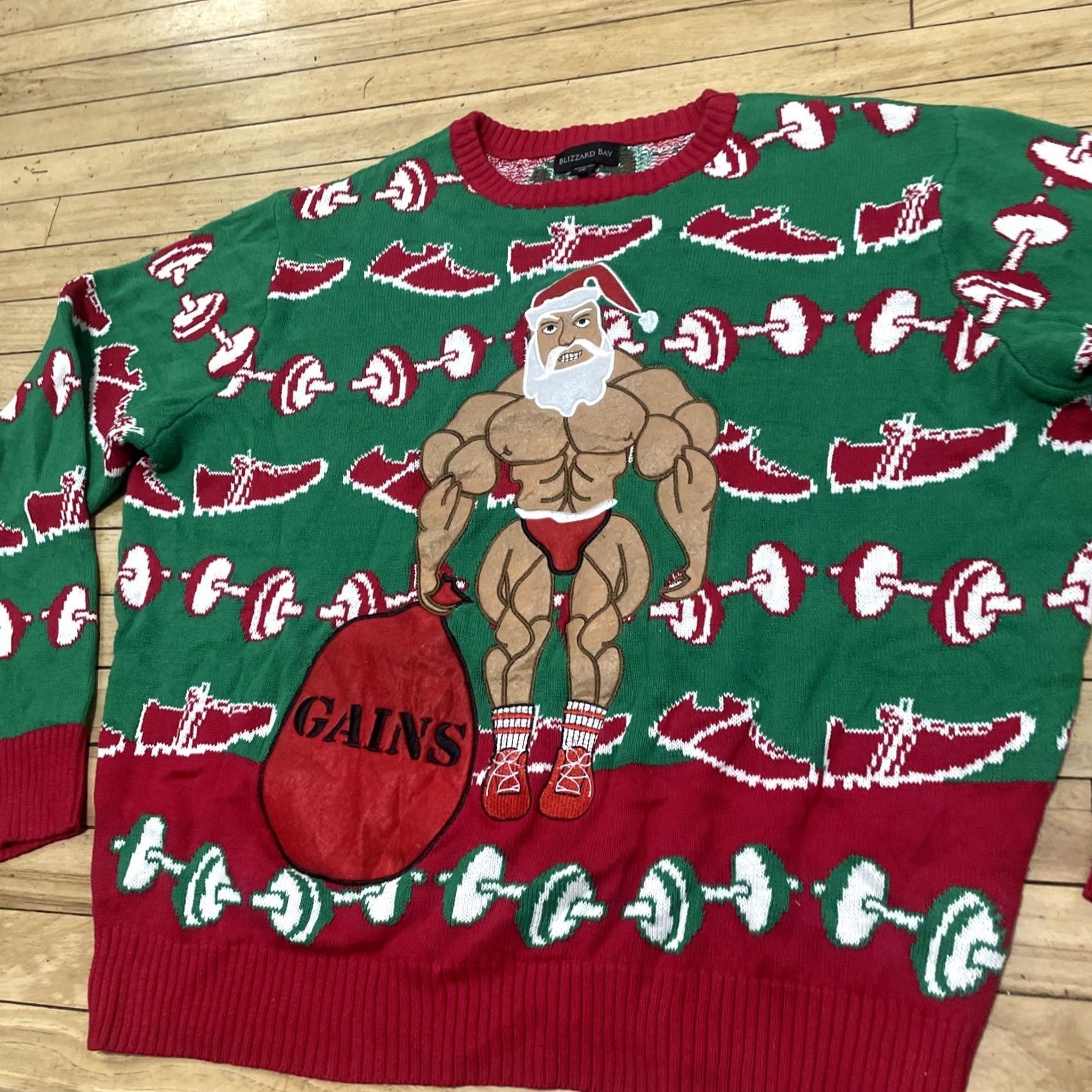 Vintage VINTAGE Blizzard Bay Ugly Christmas Sweater Men 2XL Graphic Print Santa Green Red Christmas Holiday Size US XXL / EU 58 / 5 - 4 Thumbnail