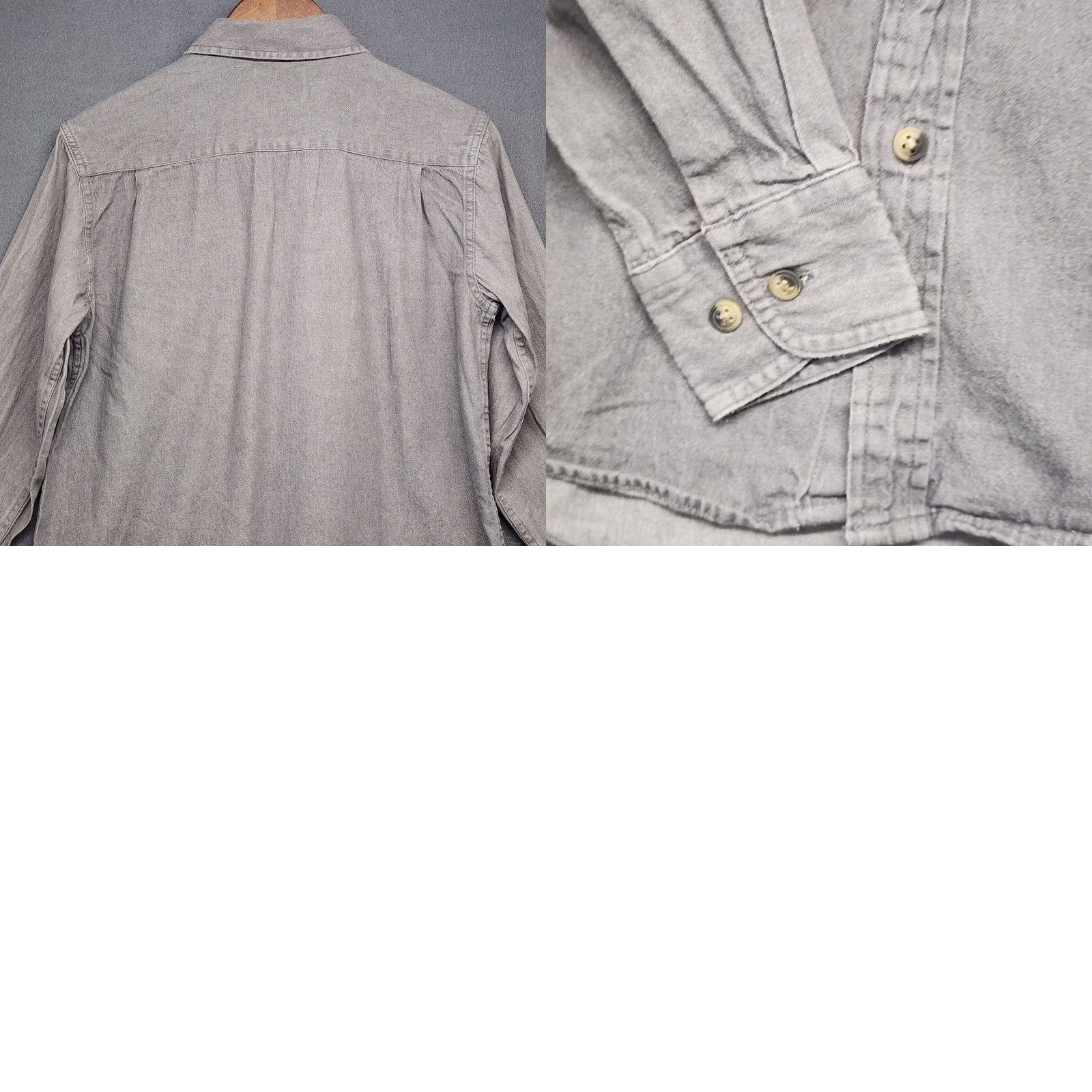Wrangler VINTAGE Wrangler Shirt Mens Small Grey Long Sleeve Button-Up Chamois Workwear Mens Regular S Gray Button-Up Shirt Size US S / EU 44-46 / 1 - 8 Thumbnail