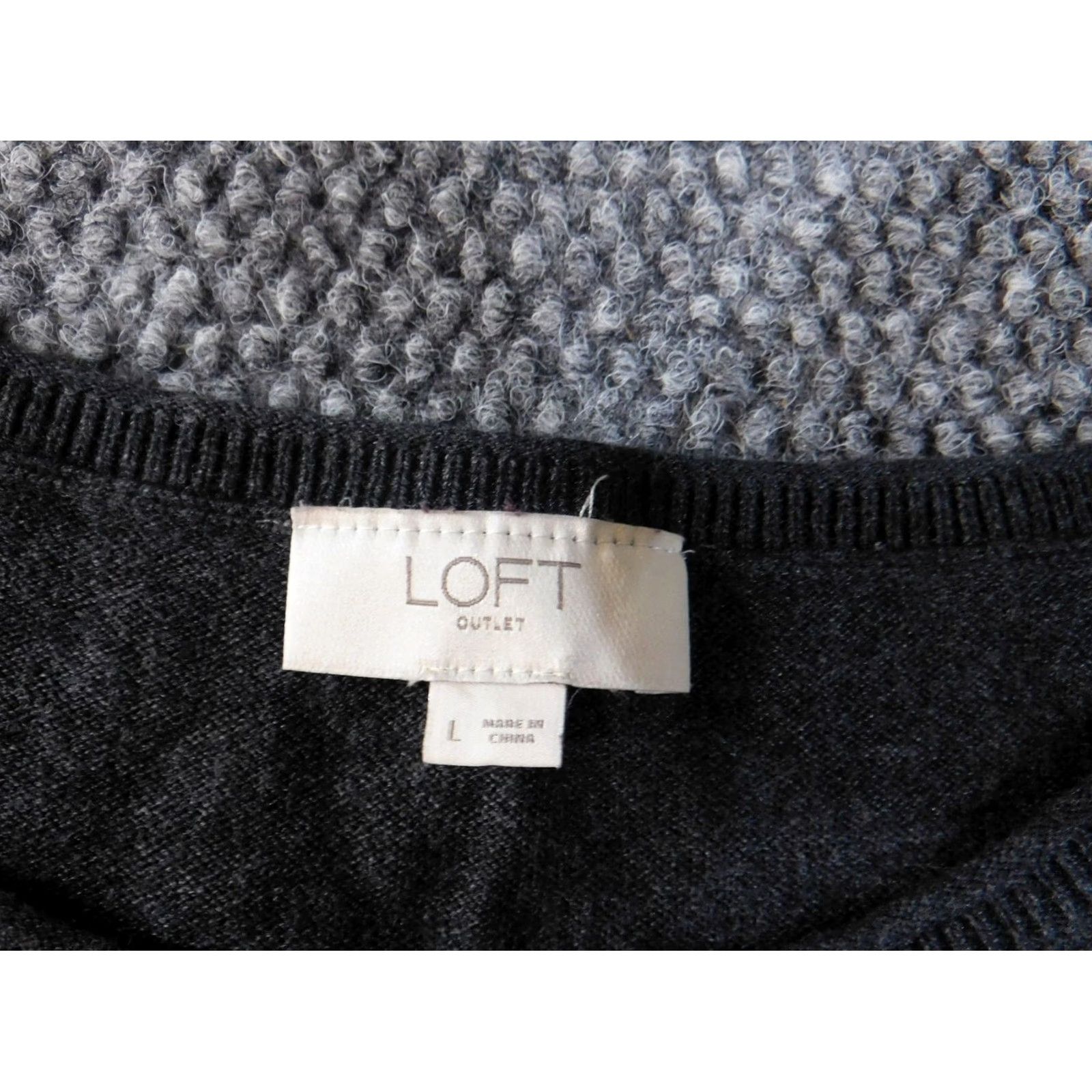 Loft LOFT Sweater Pullover Knit Cotton Rayon Long Sleeve Crew Neck Gray Large Womens Regular Modern Vintage: No Size L / US 10 / IT 46 - 5 Thumbnail